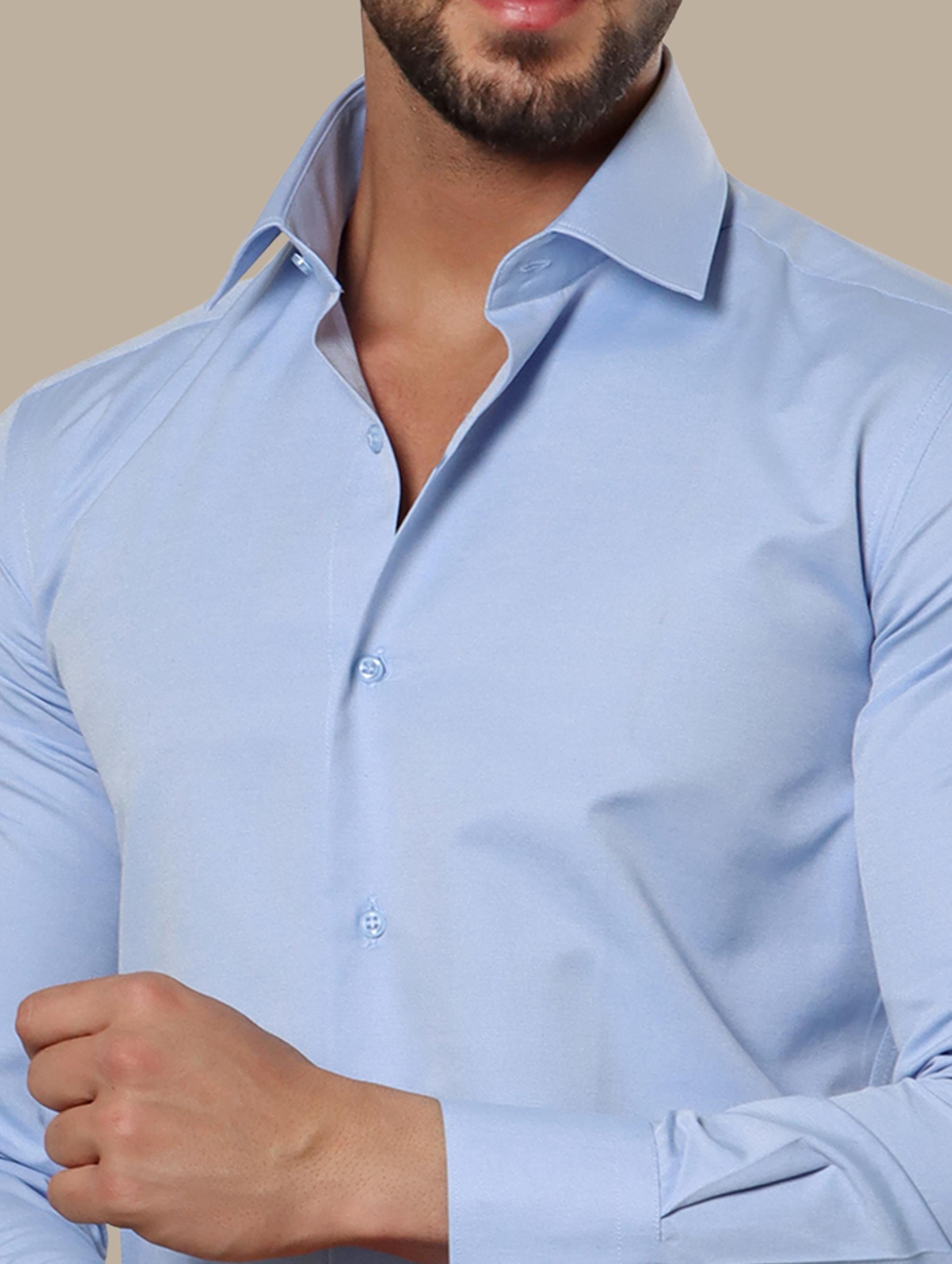 Blue Horizon: Chambray Slim Fit Shirt for Effortless Elegance