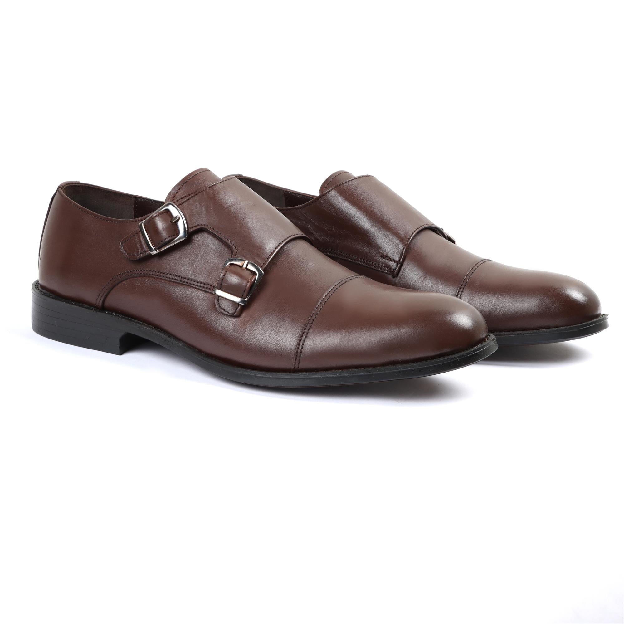 Brown Classic Double Monk Shoes