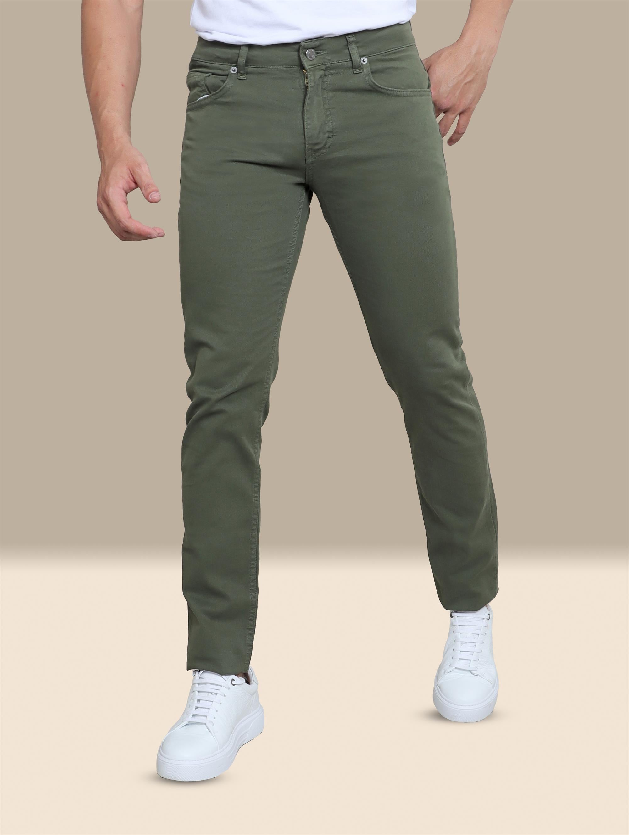 Emerald Elegance: 5-Pocket Oxford Pants in Rich Green Hues