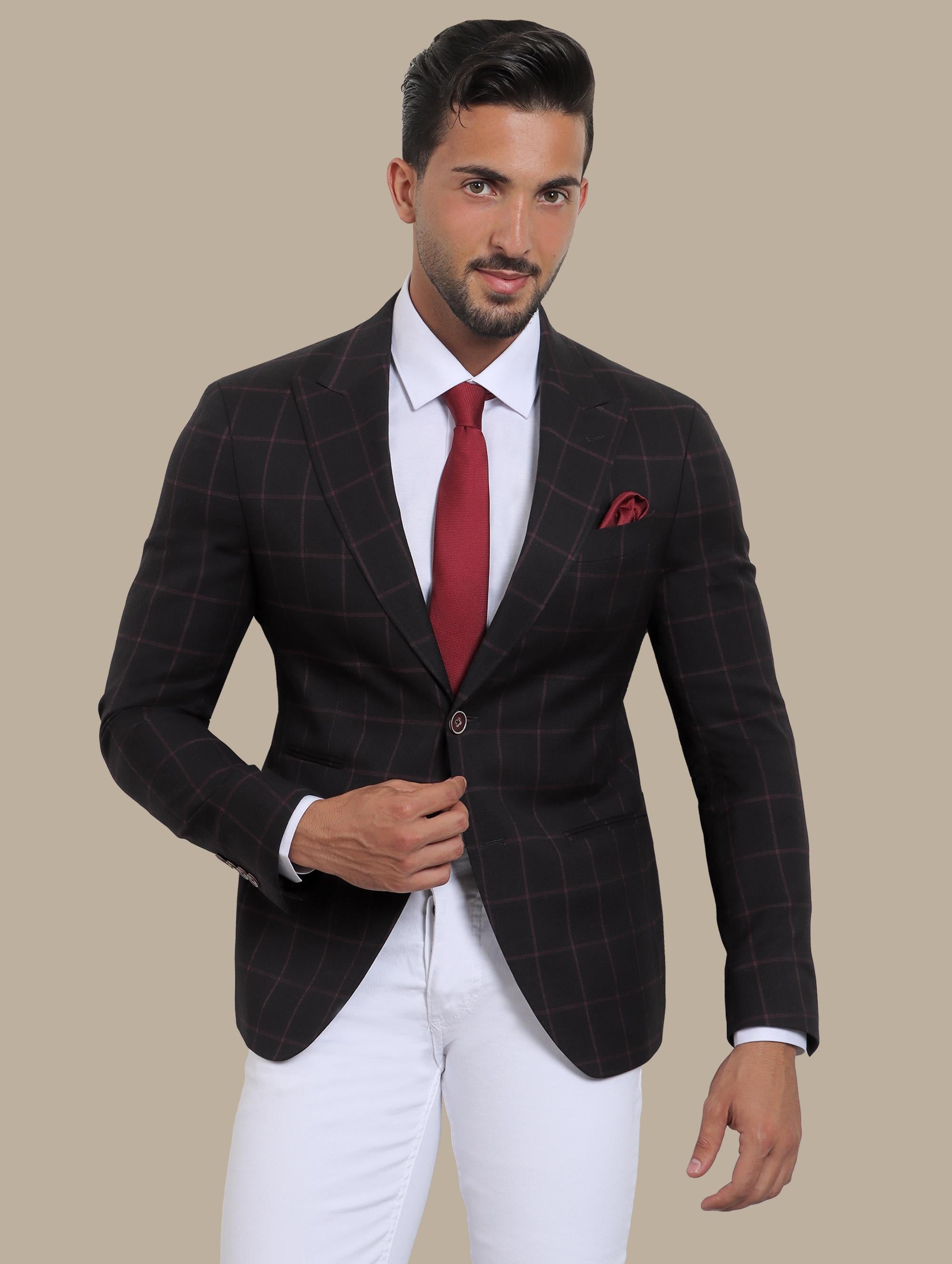 Blazer Black Checked Red