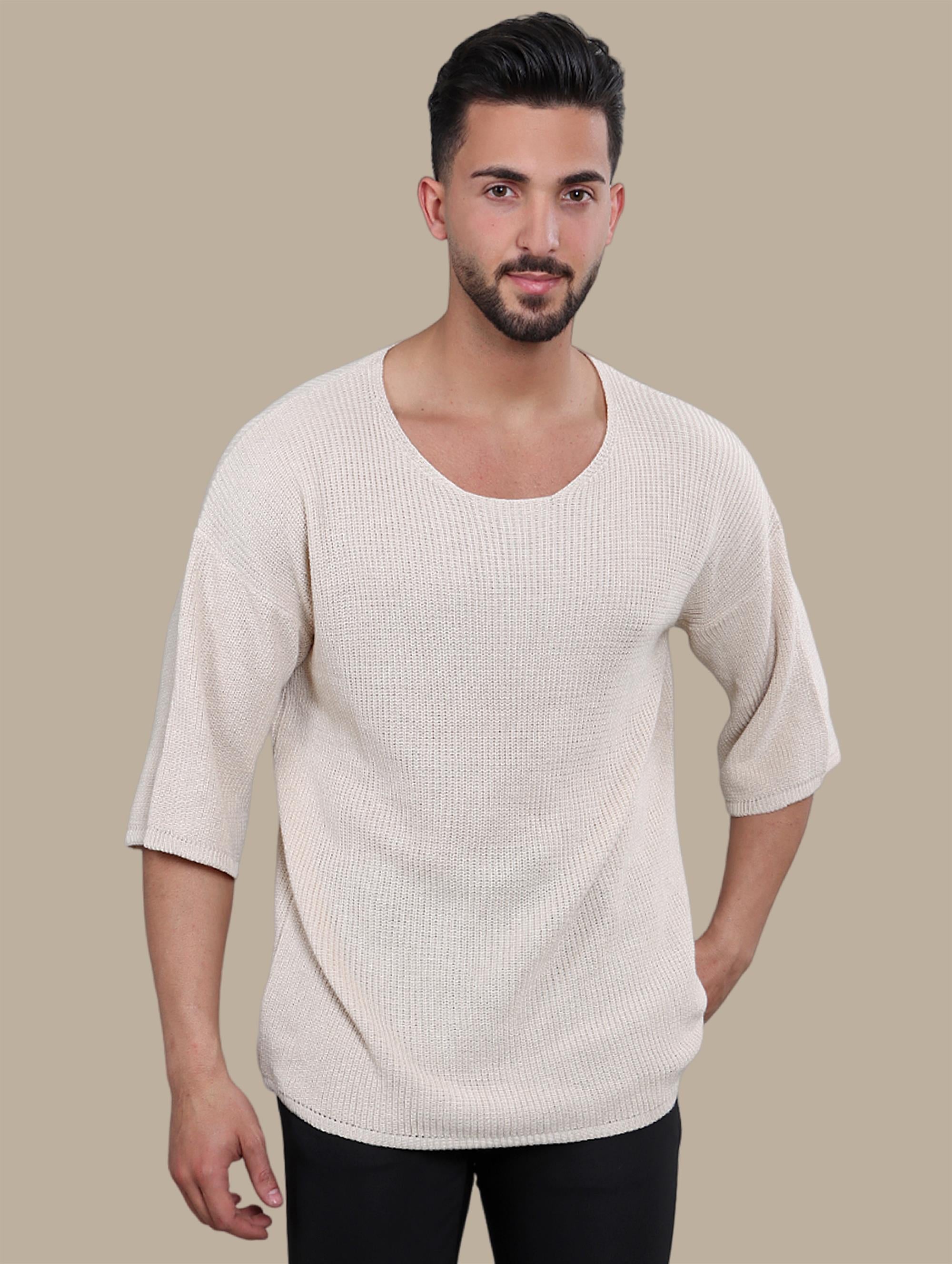 T-shirt Oversized 3/4 Knitted | Beige