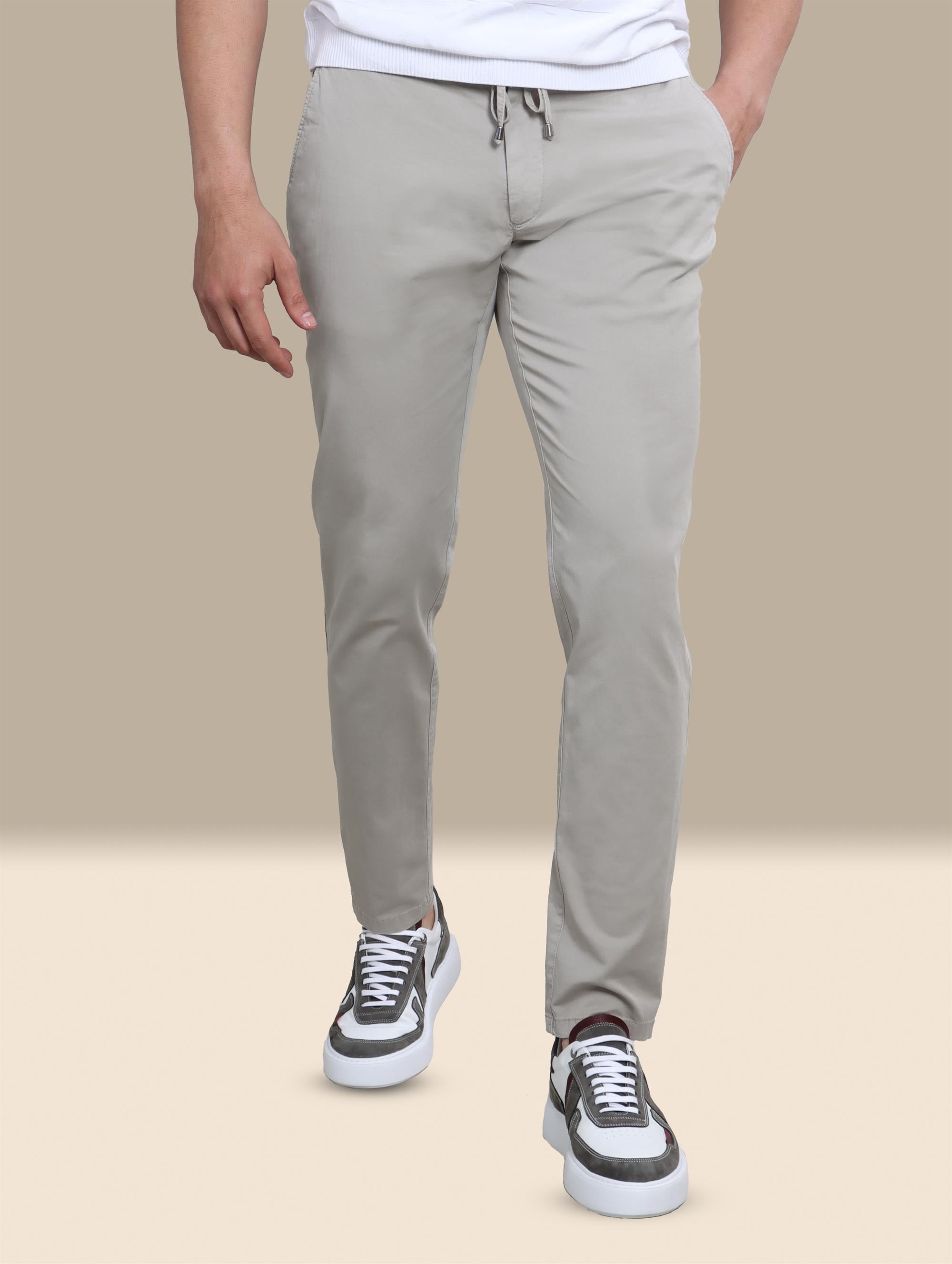 Fashion Trouser With Elastic Band | Light Gray