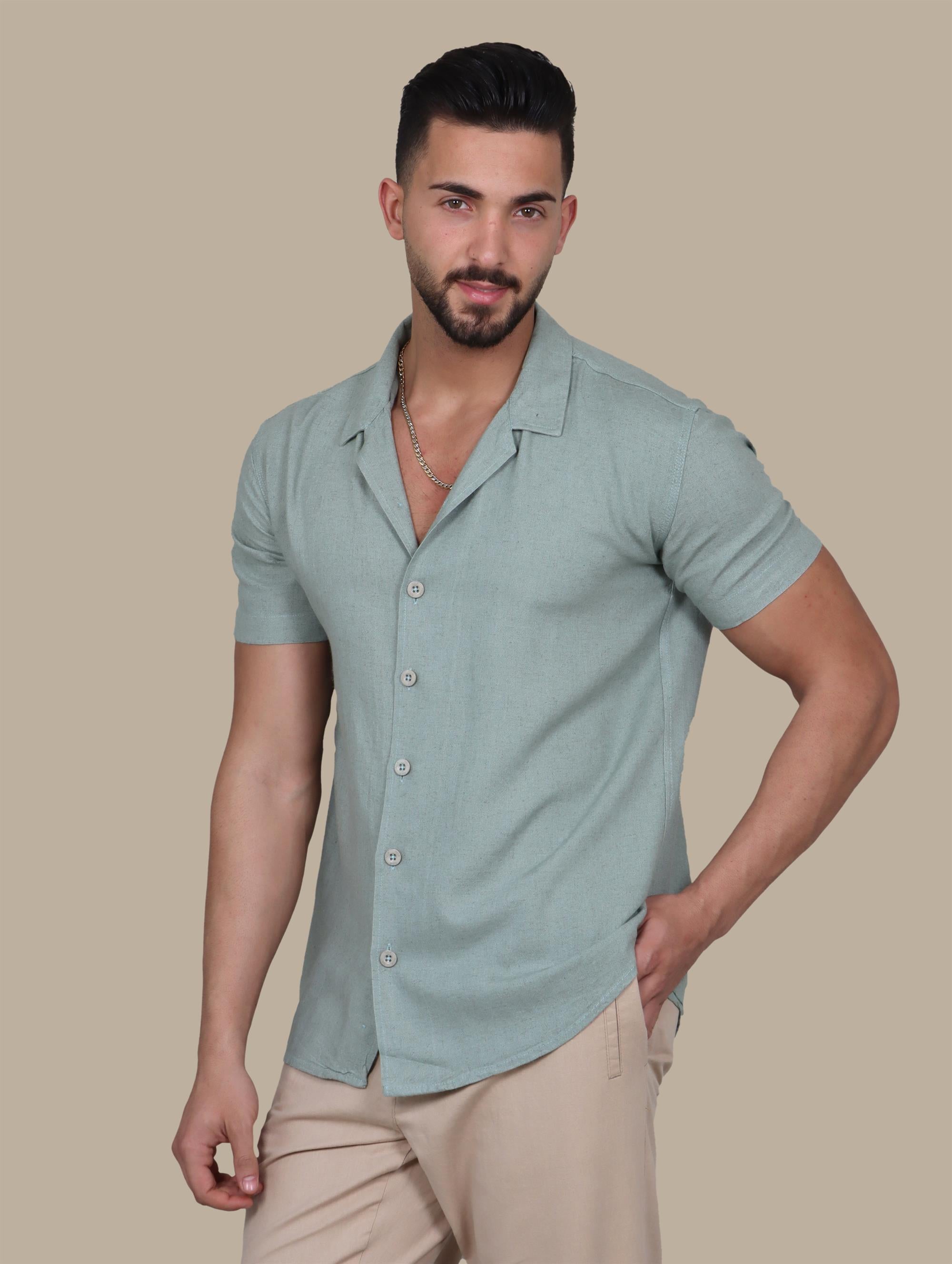 Shirt Linen Short sleeve Basic | Olive