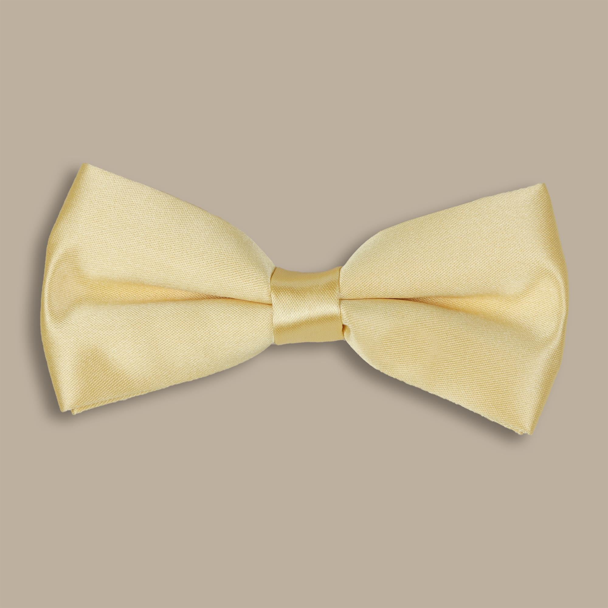 Yellow Matte Satin Plain Bowtie