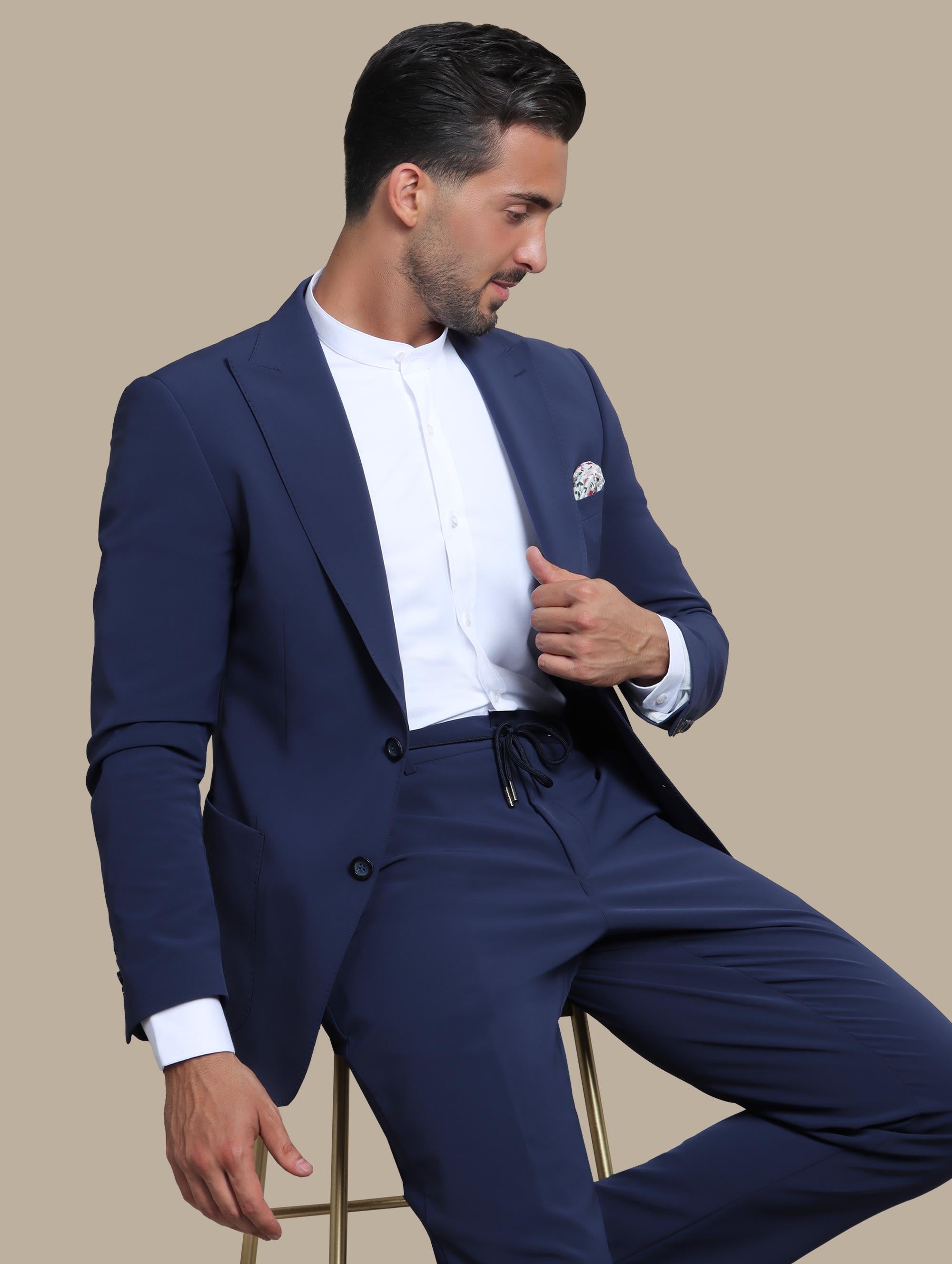 Travel Suit Peak Lapel | Blue