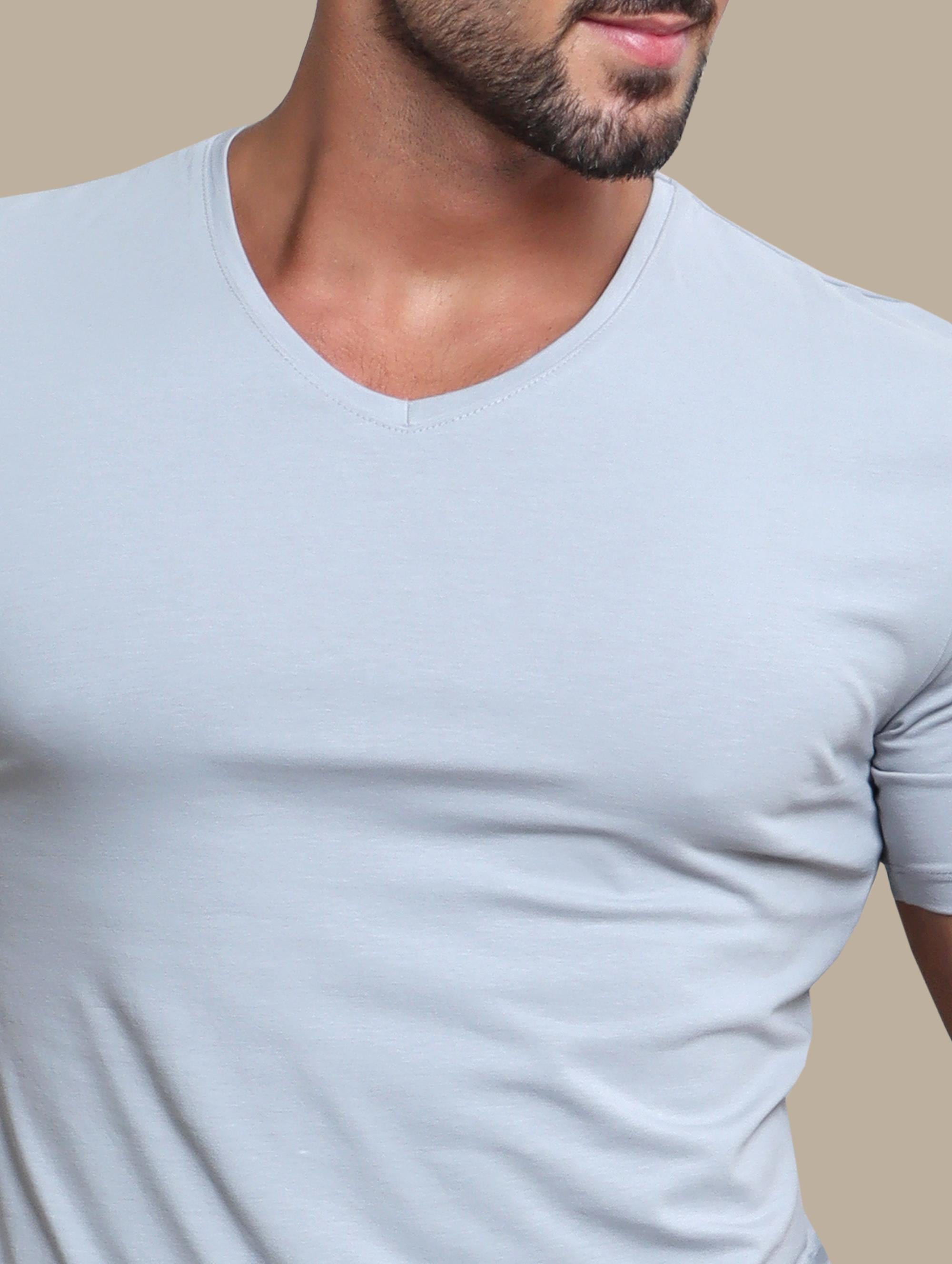 T-Shirt Basic V-Neck | Light Gray