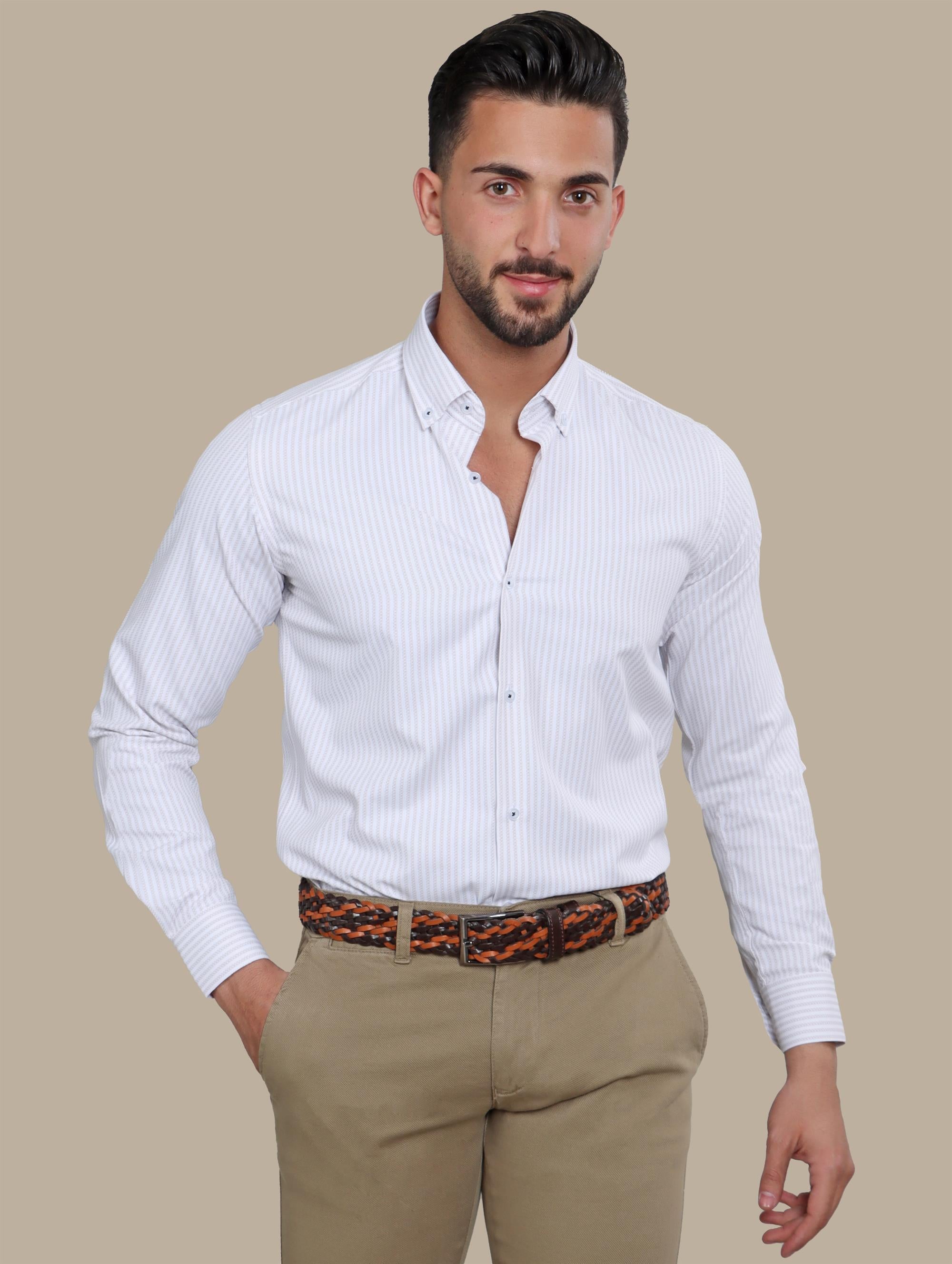 Shirt Stripes Structured | Beige