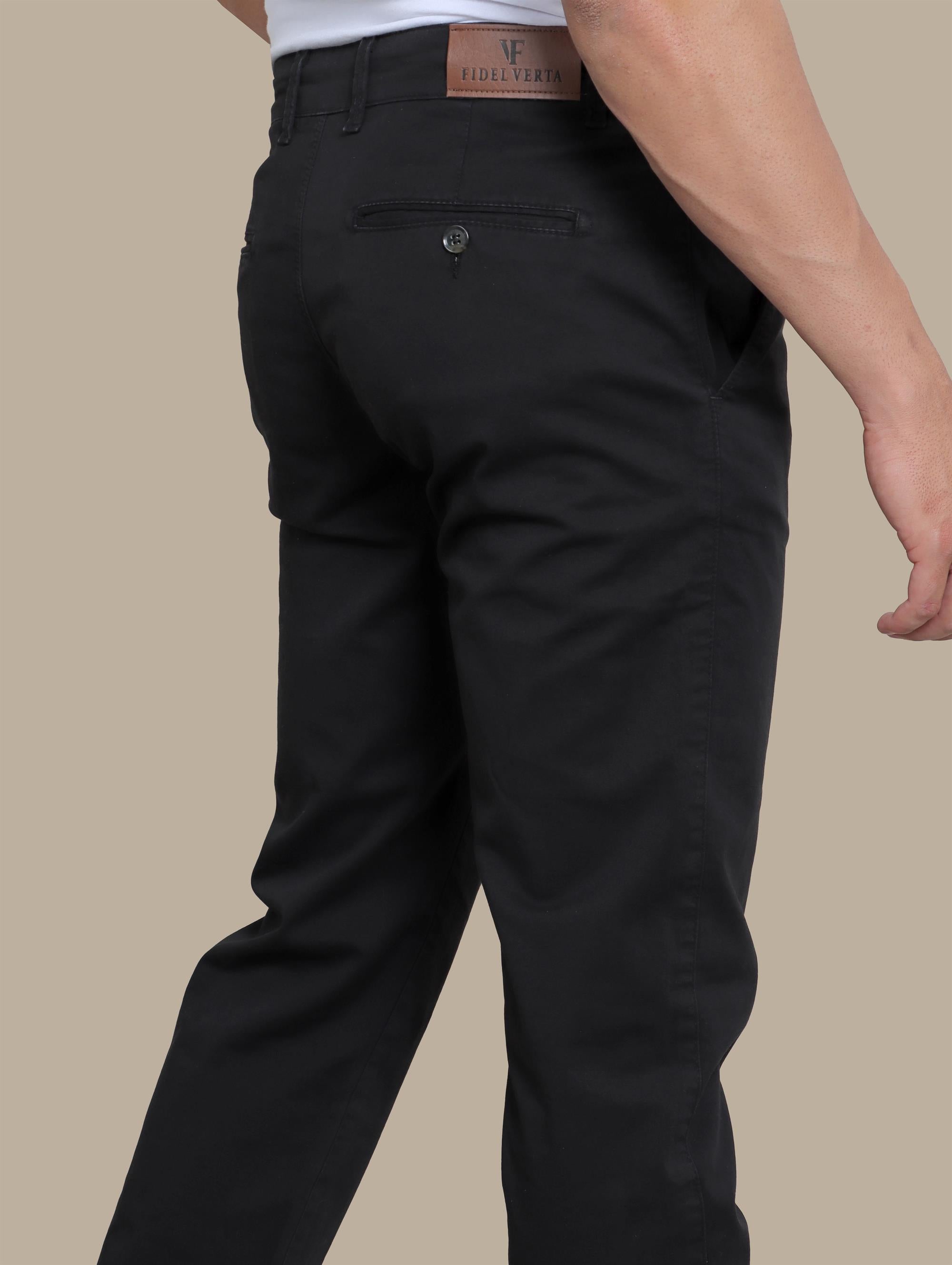 Black Regular Fit Plain Chinos