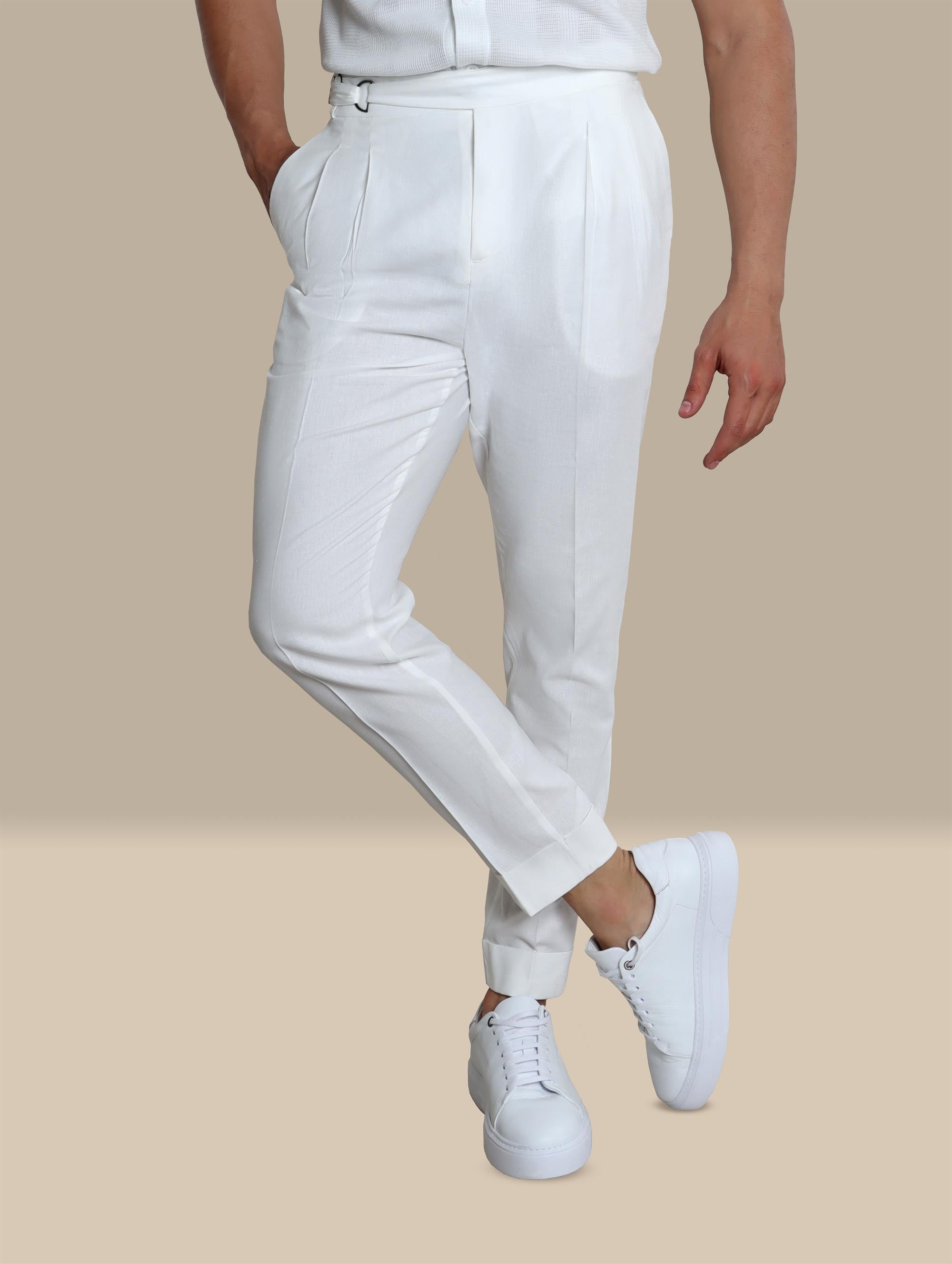 Pant Linen 2 Pleats | White