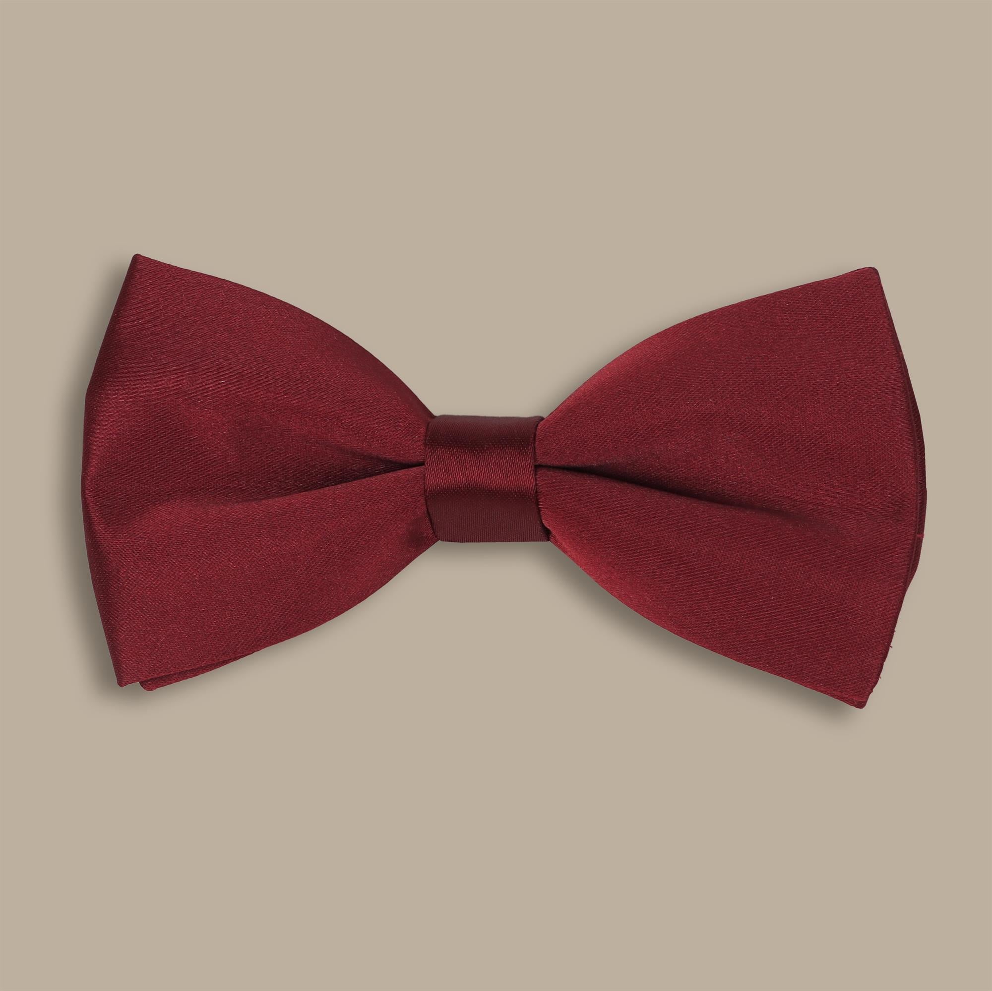 Small Plain Satin Bowtie: Burgundy