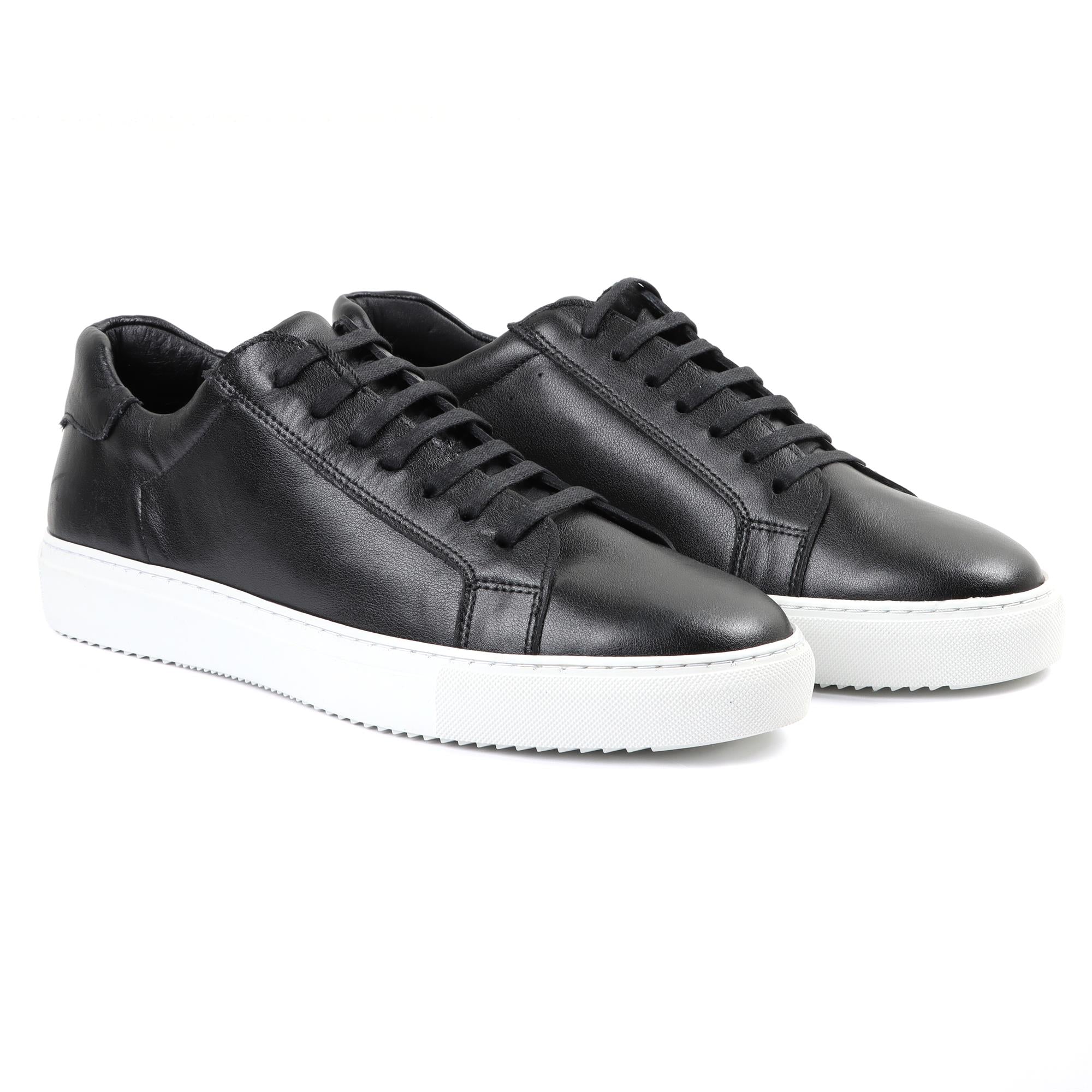 Black Basic Sneakers with White Sole