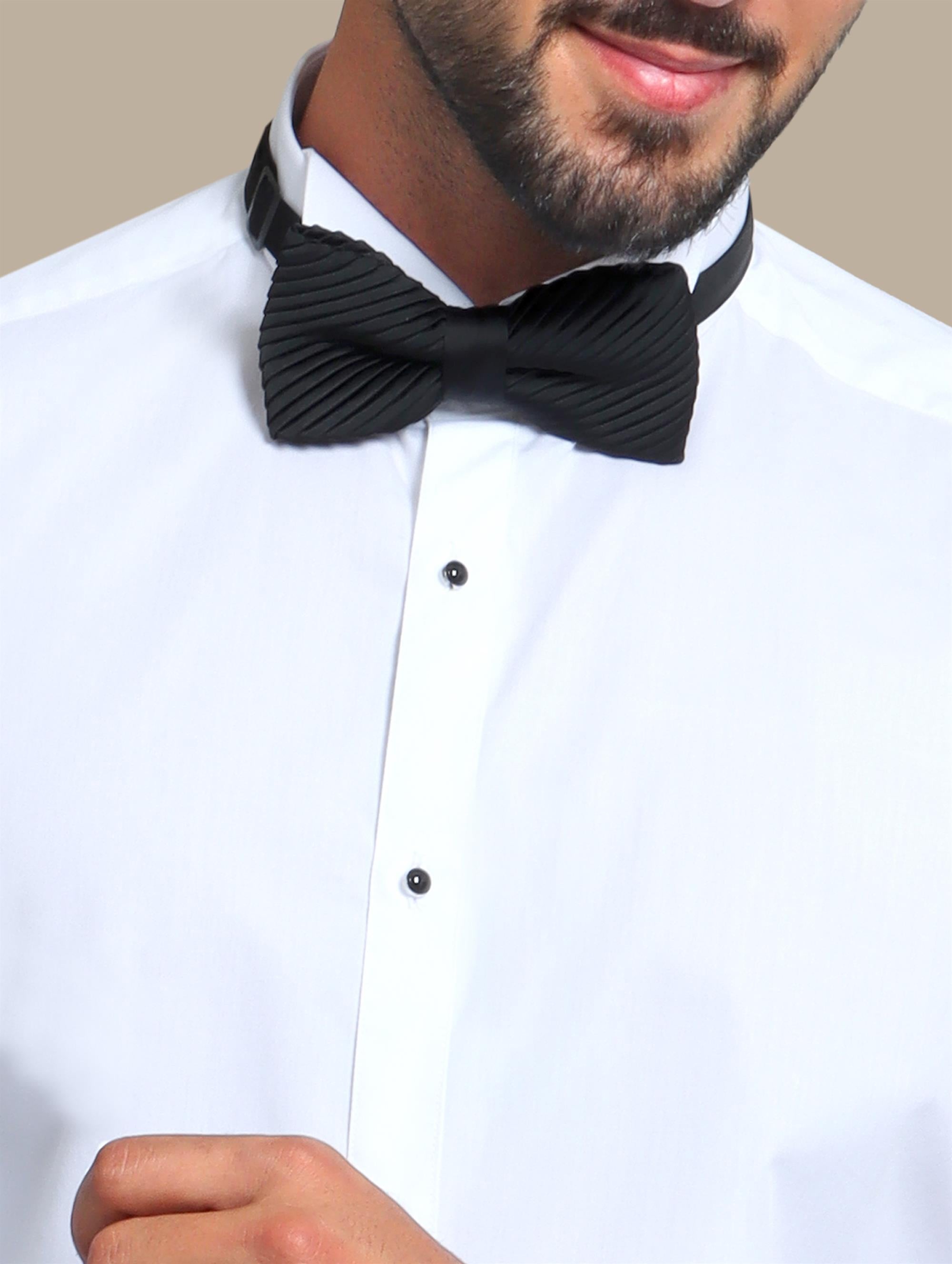 Shirt Tuxedo Black Button | White