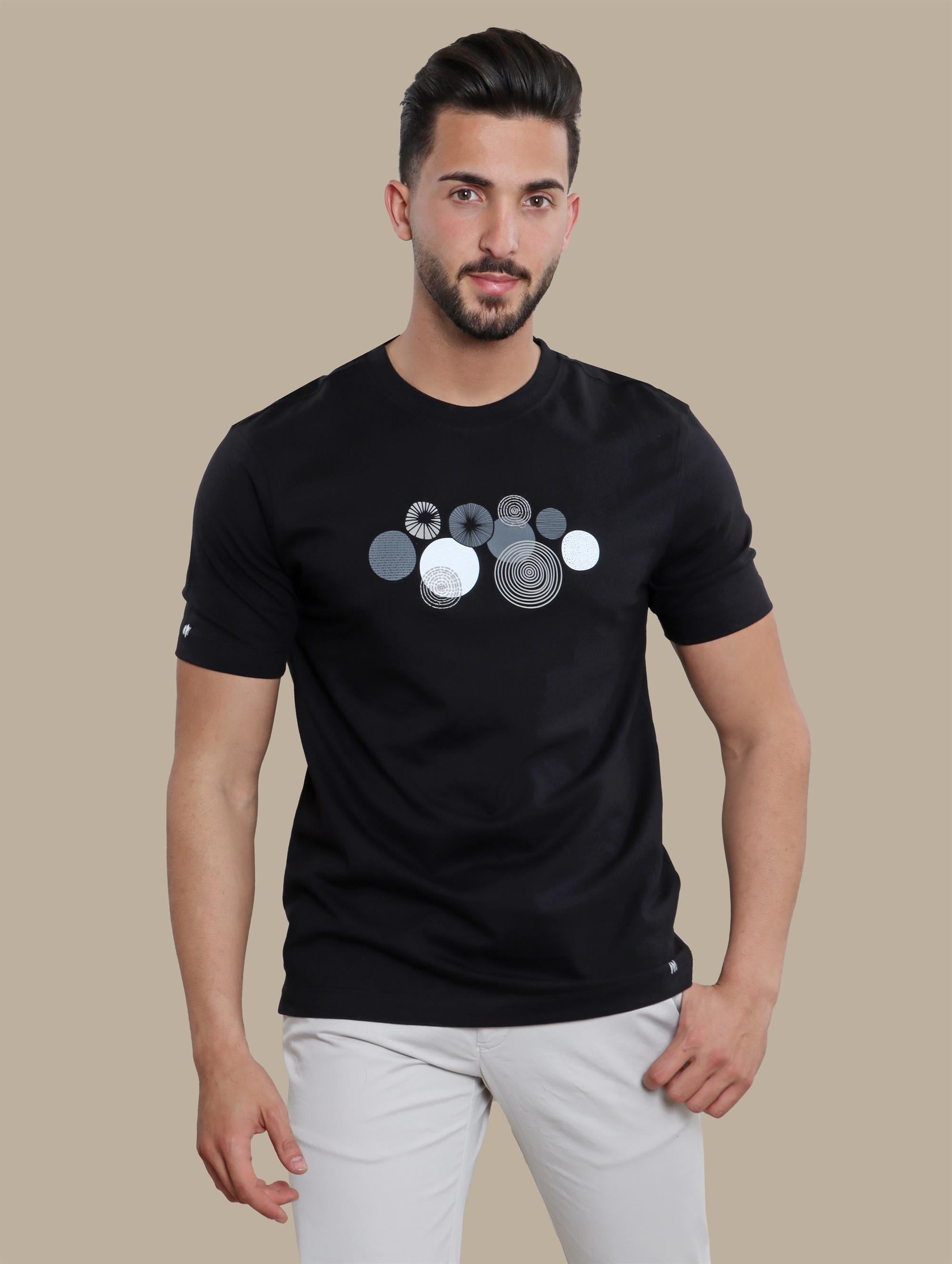 T-shirt Circles Embroidery | Black