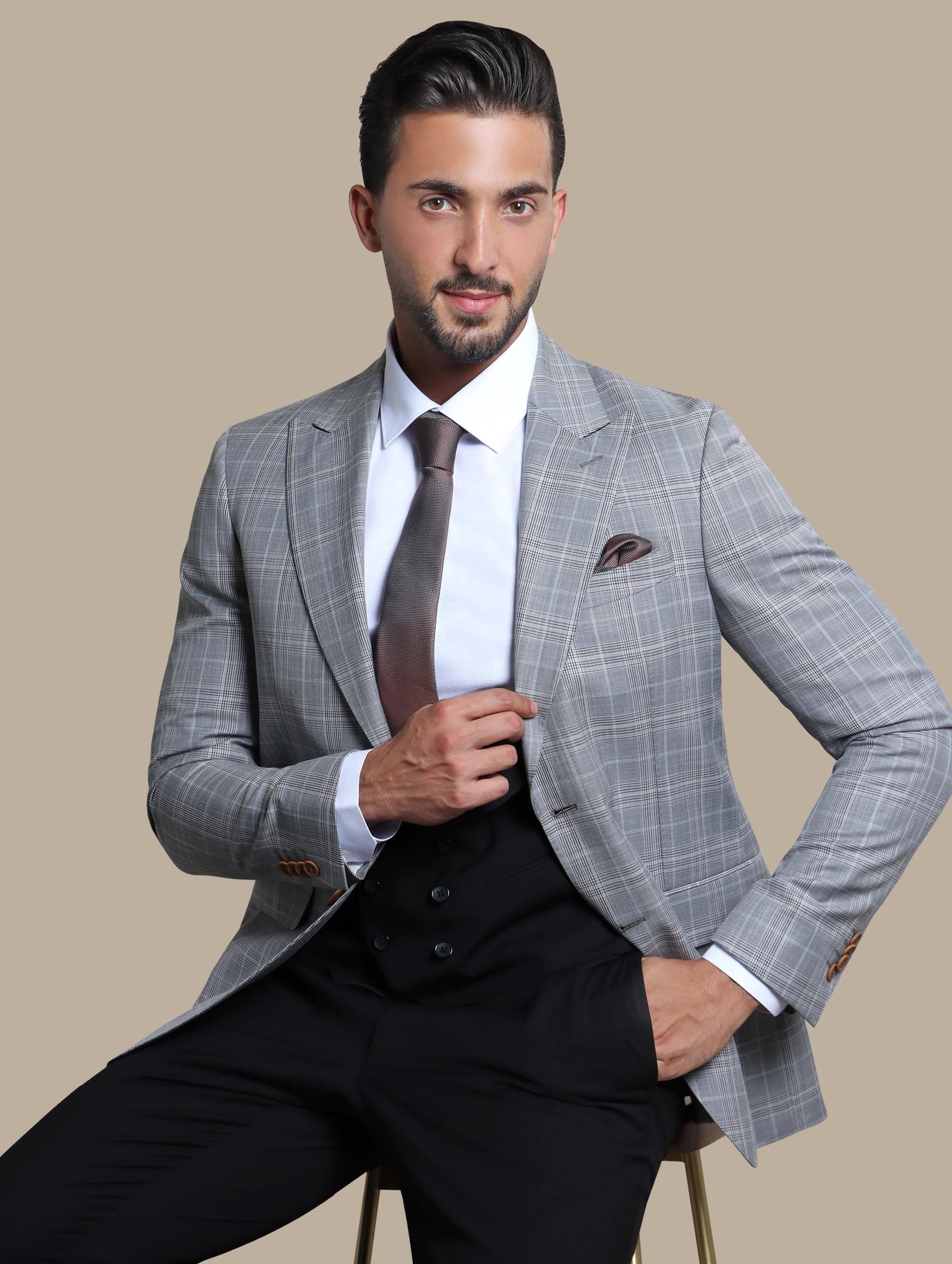 Grey 3-Piece Suit with Black Pow Pants