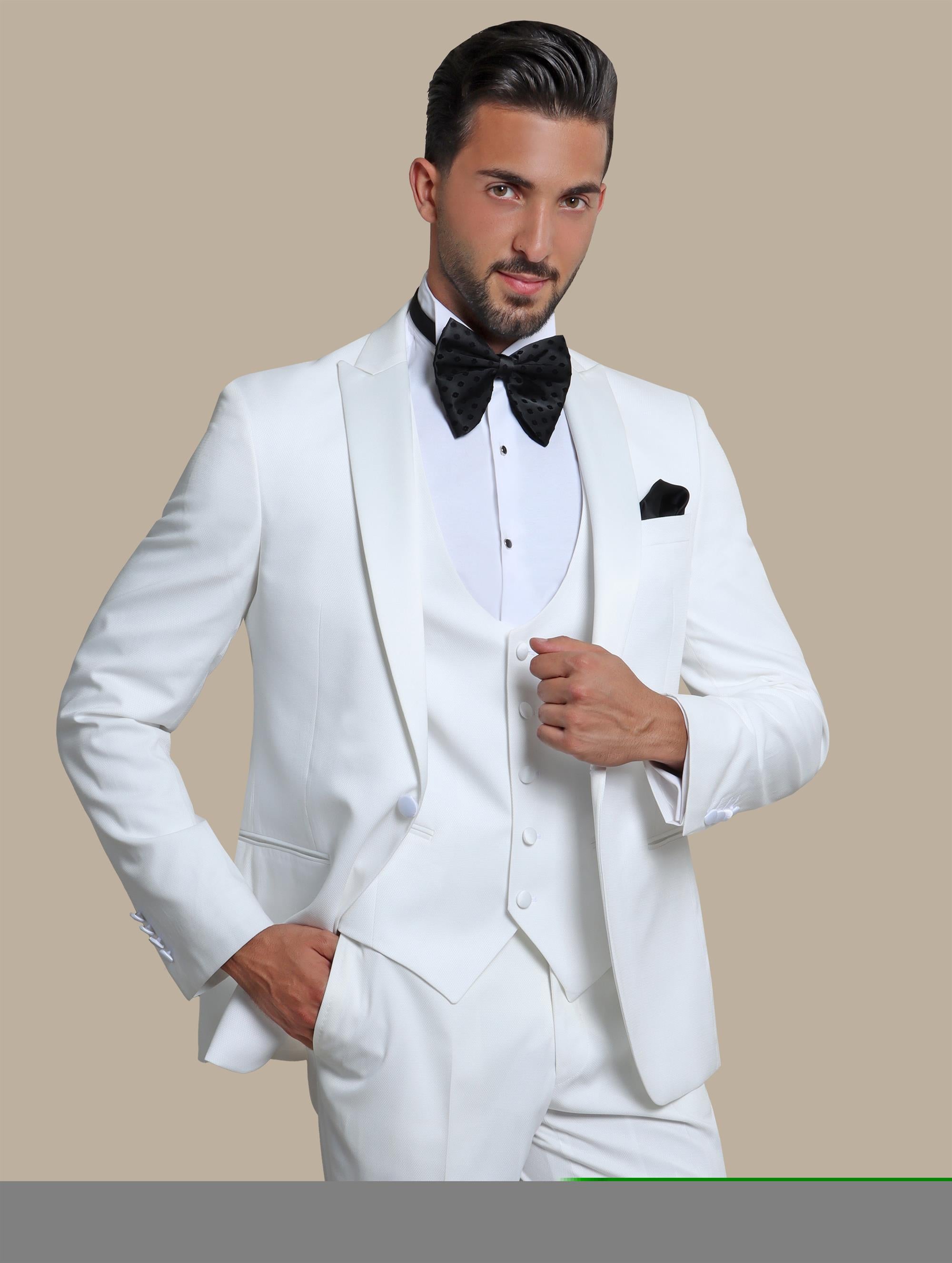 White Peak Pique 3-Piece Tuxedo