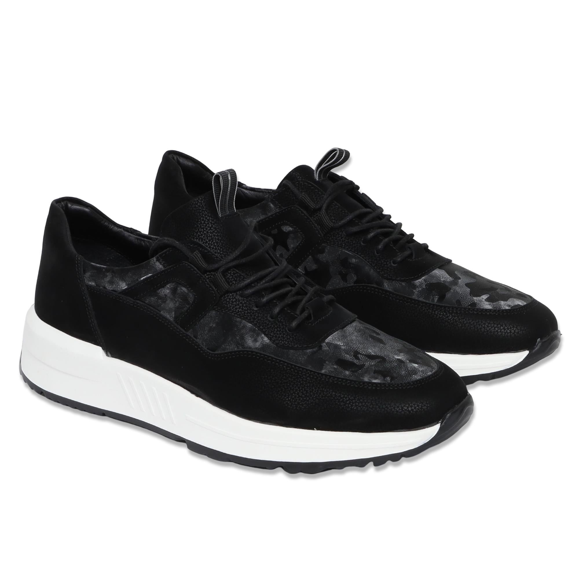 Black Camouflage Nubuck Running Shoes