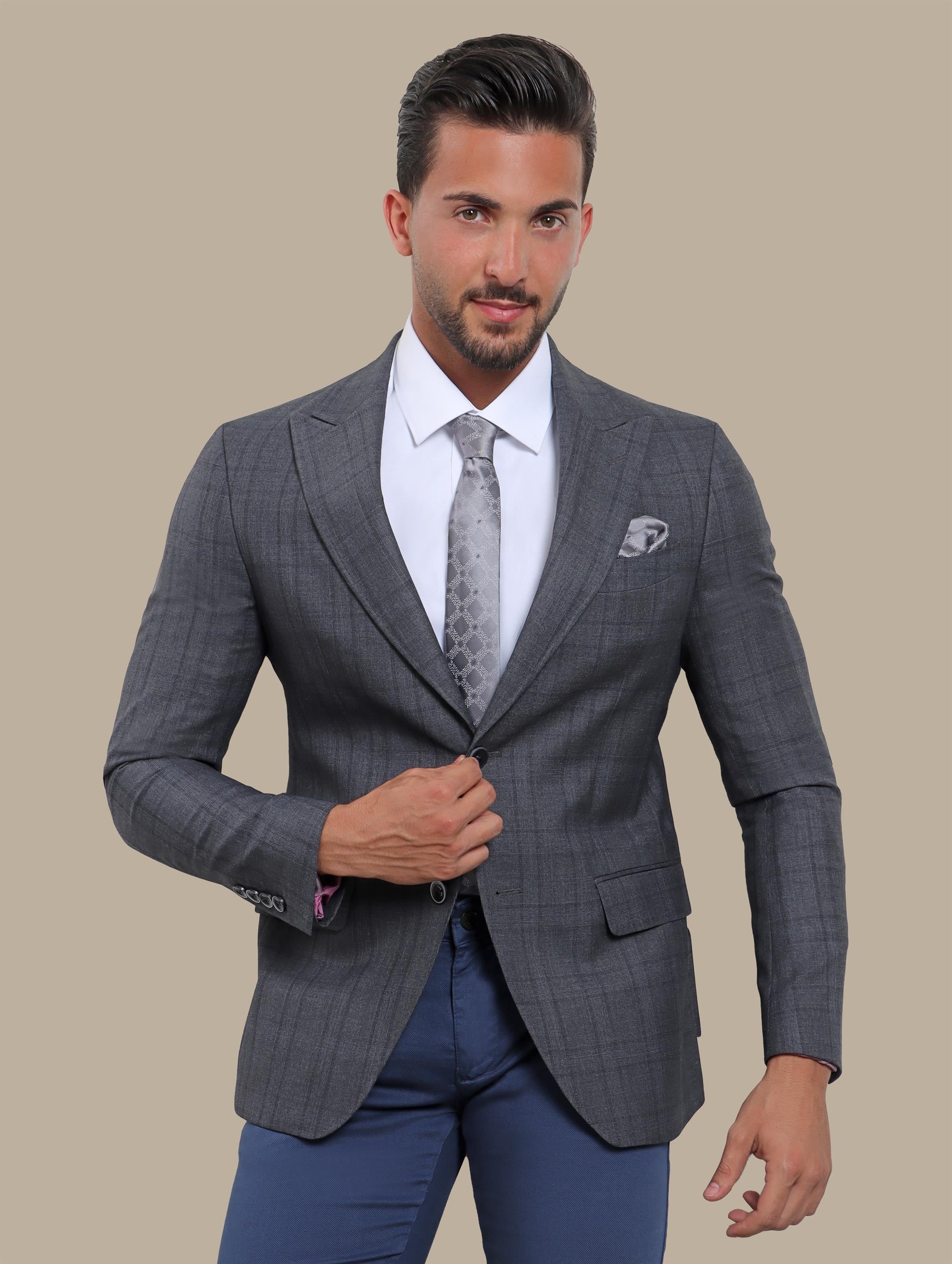 Blazer Checked Peak | Dark Gray