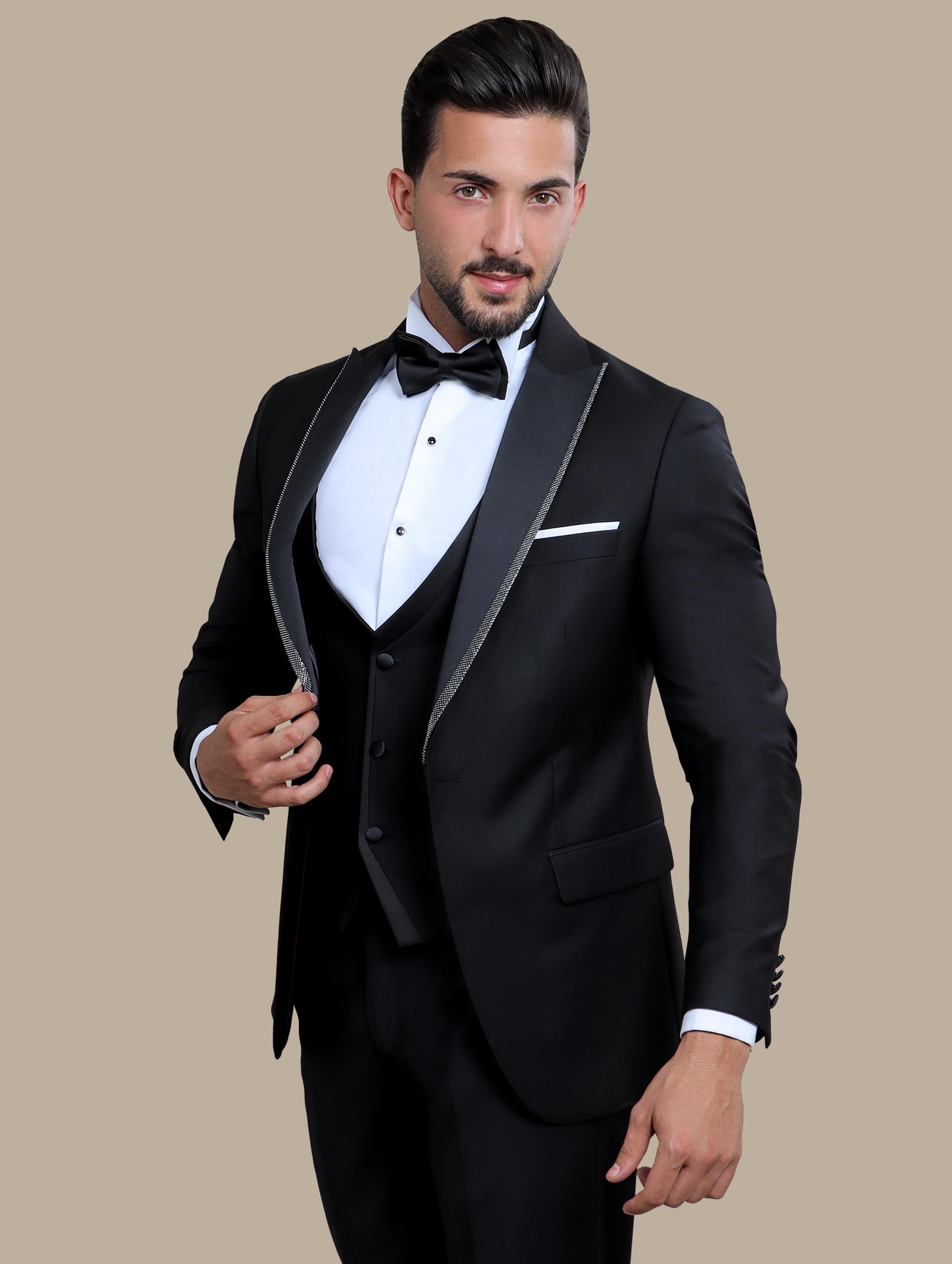 Tuxedo Piping Silver 4 Pcs | Black