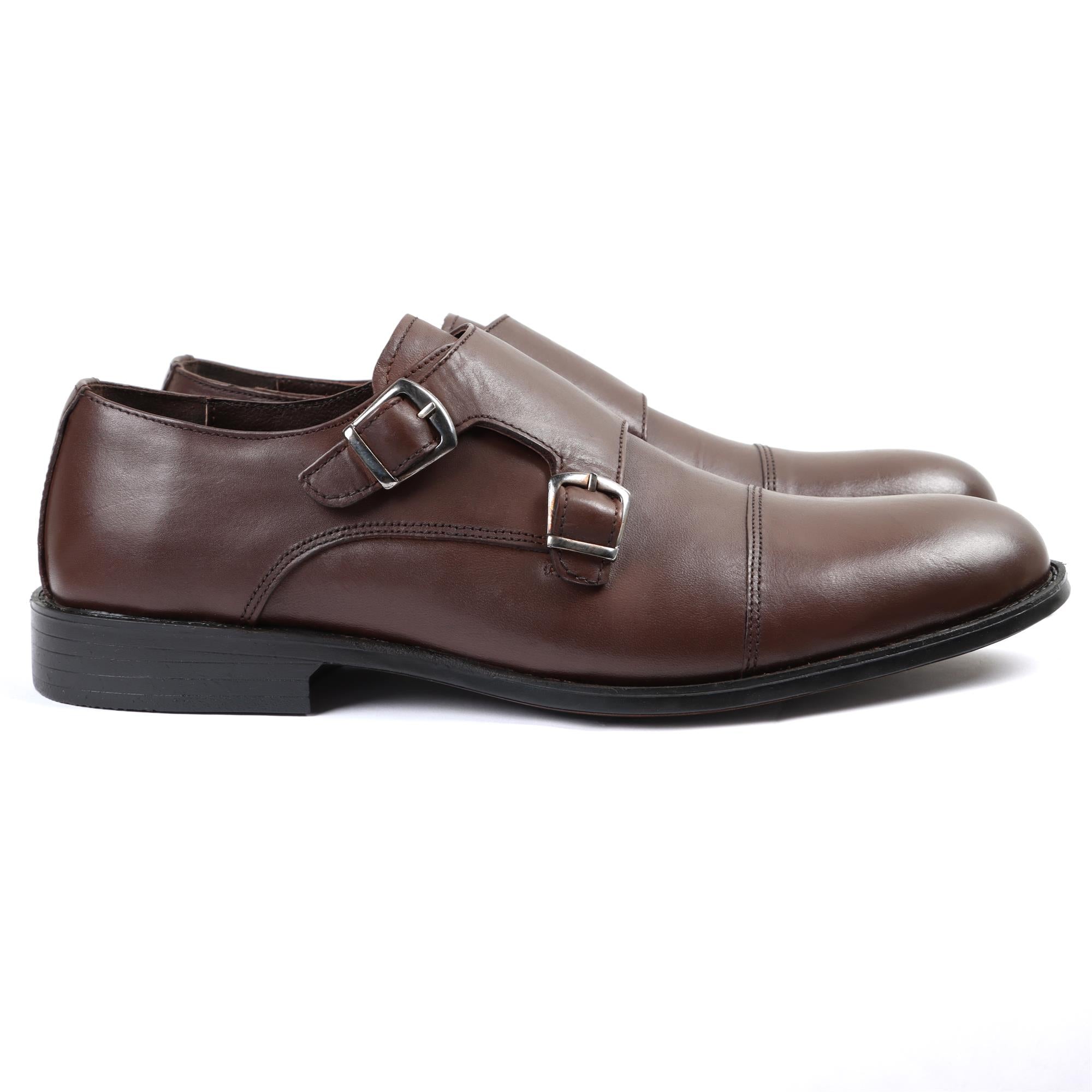 Brown Classic Double Monk Shoes