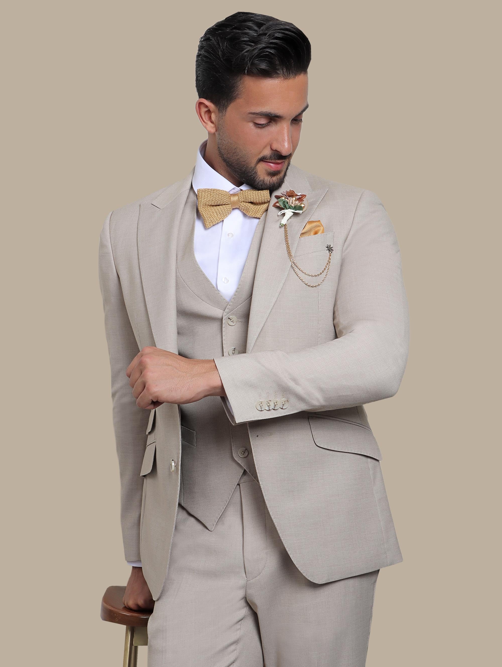 Suit Structured 3 Flap Pockets 3 Pcs | Beige