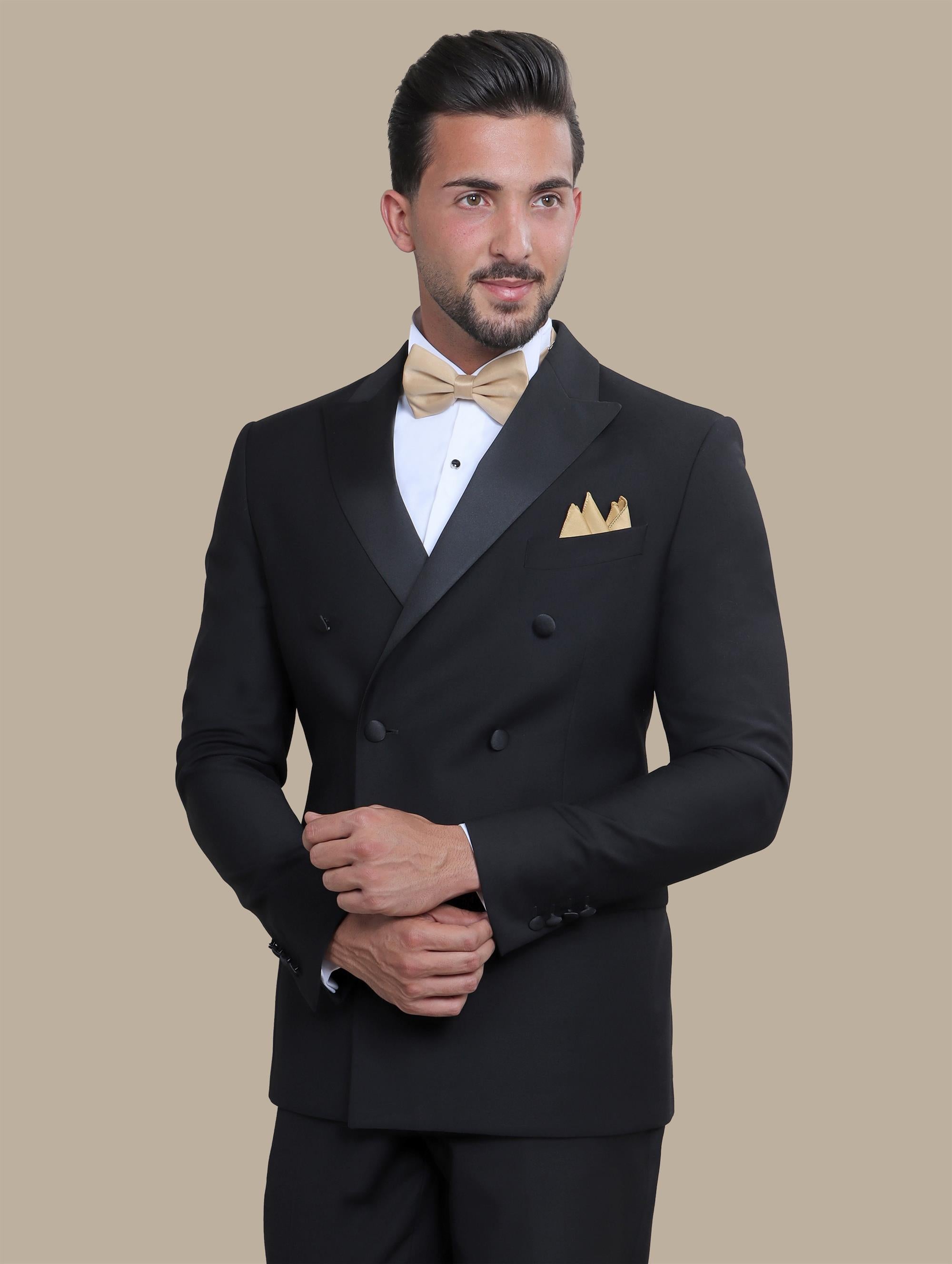 Black Double-Breasted Tuxedo with Peak Lapel