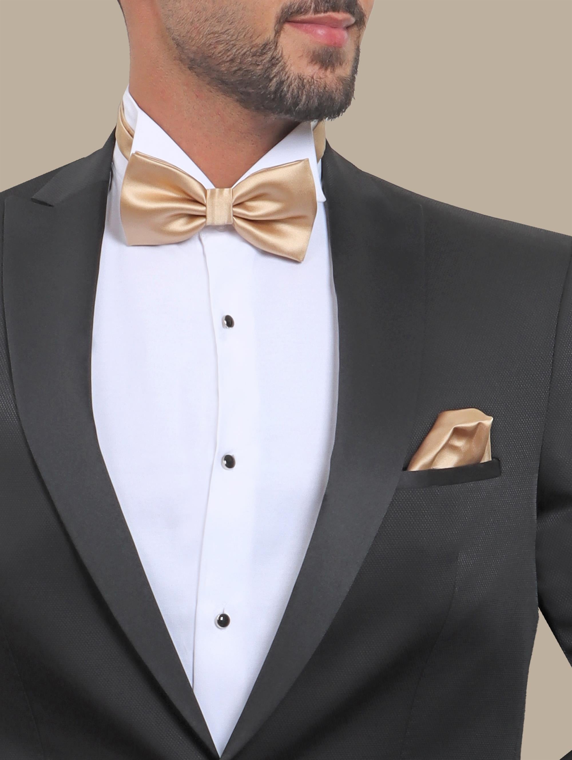 Black Pique Tuxedo with Peak Lapel