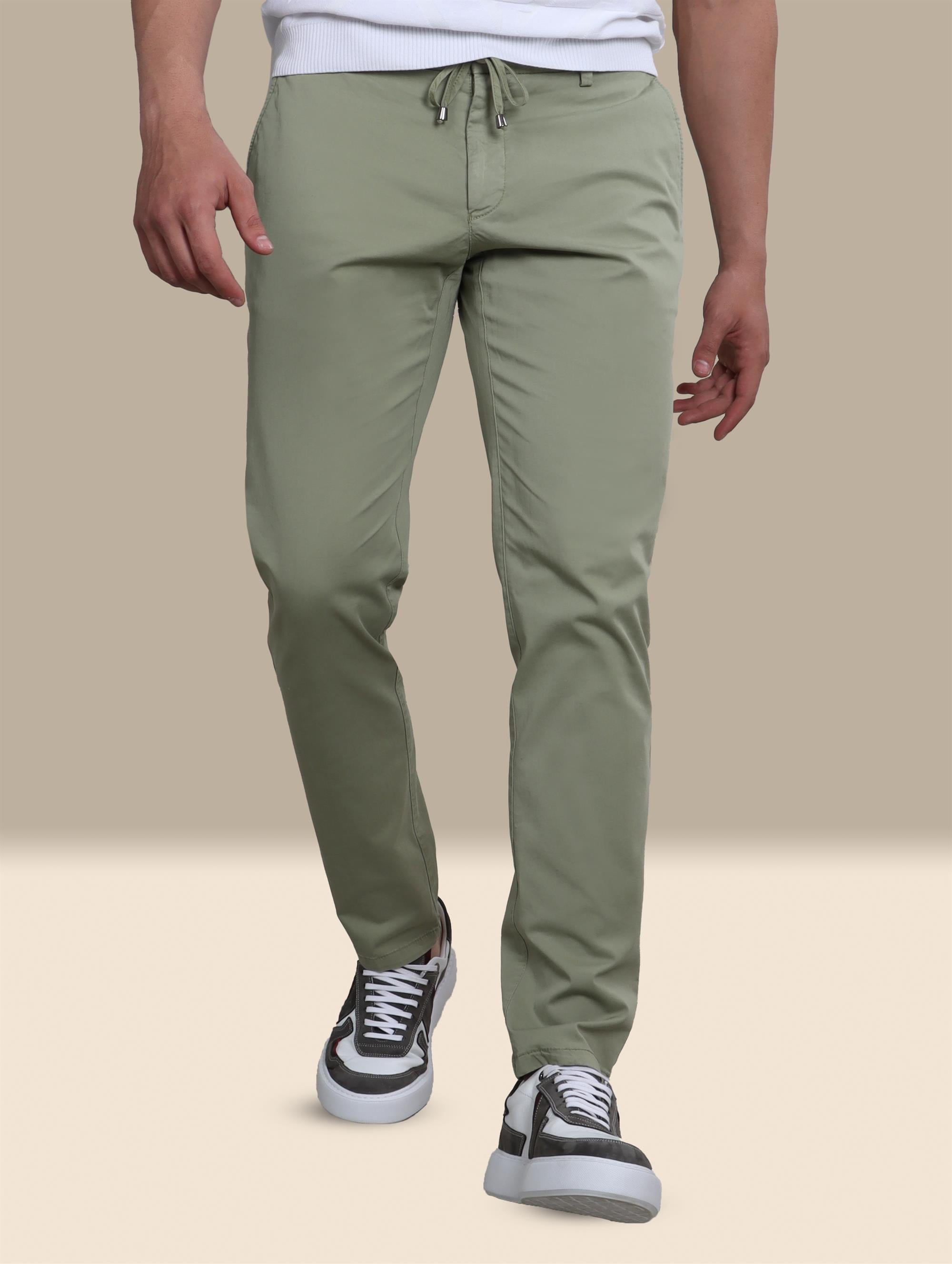 Fashion Trouser With Elastic Band | Olive