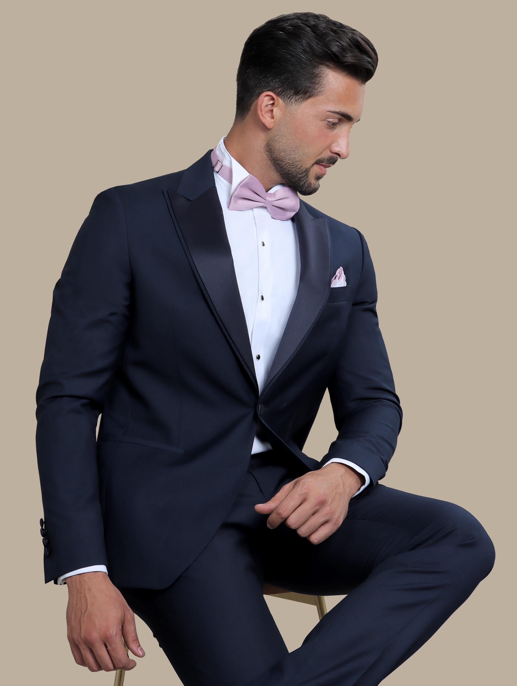 Navy Peak Lapel Double Layer Tuxedo