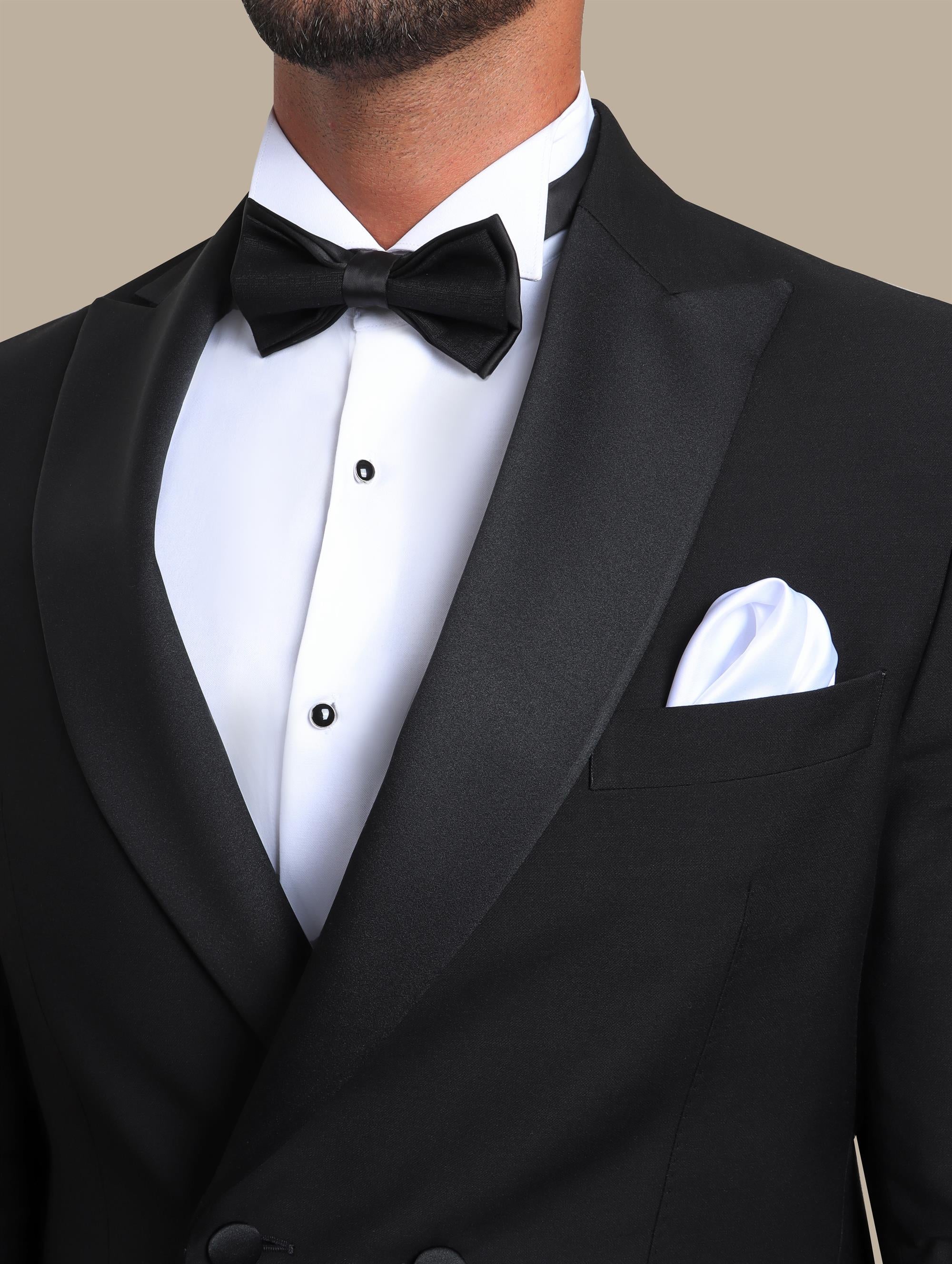 Black Double-Breasted Tuxedo with Peak Lapel - Two Button Classic