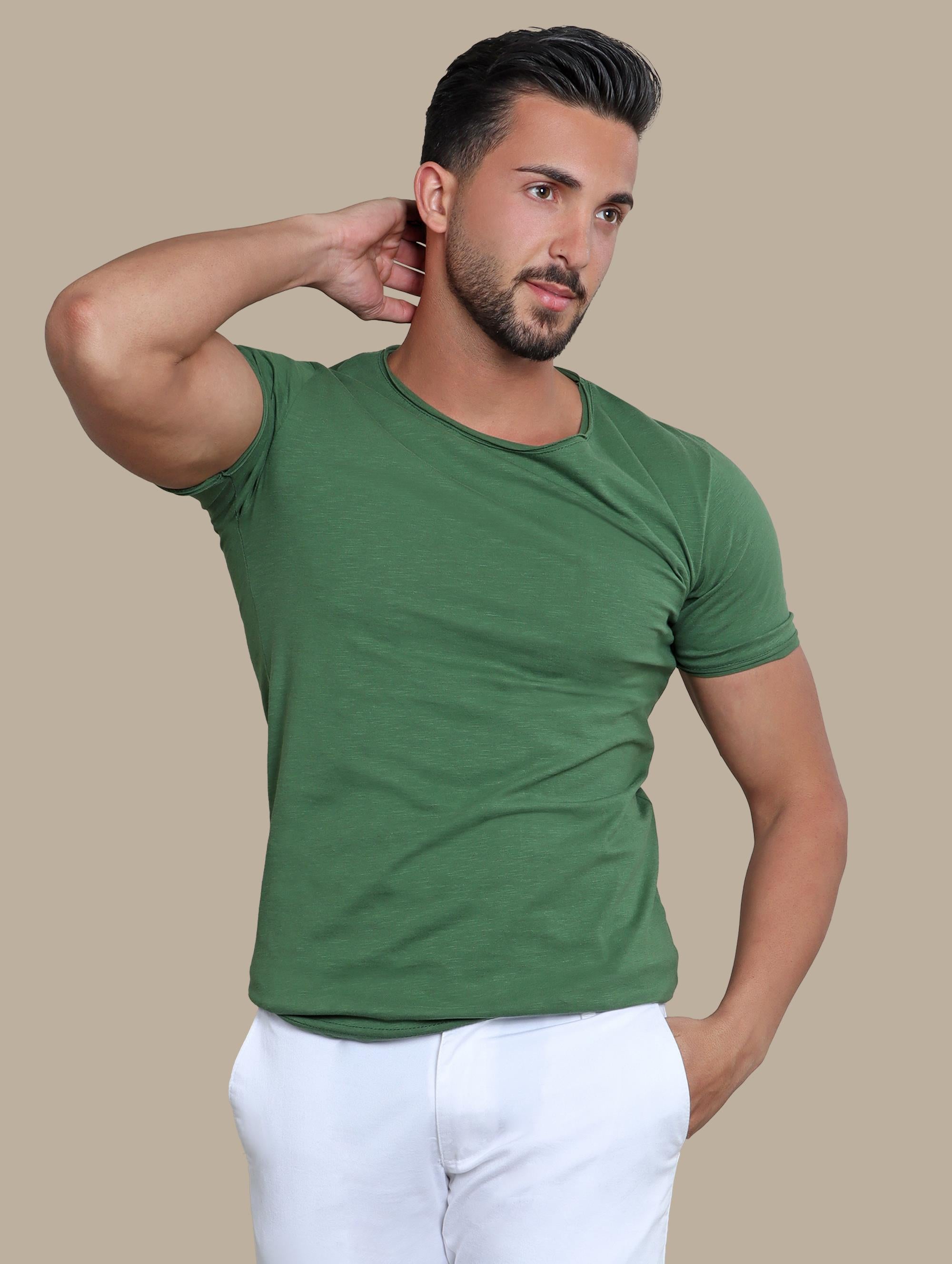 Khaki Basic Mélange T-Shirt