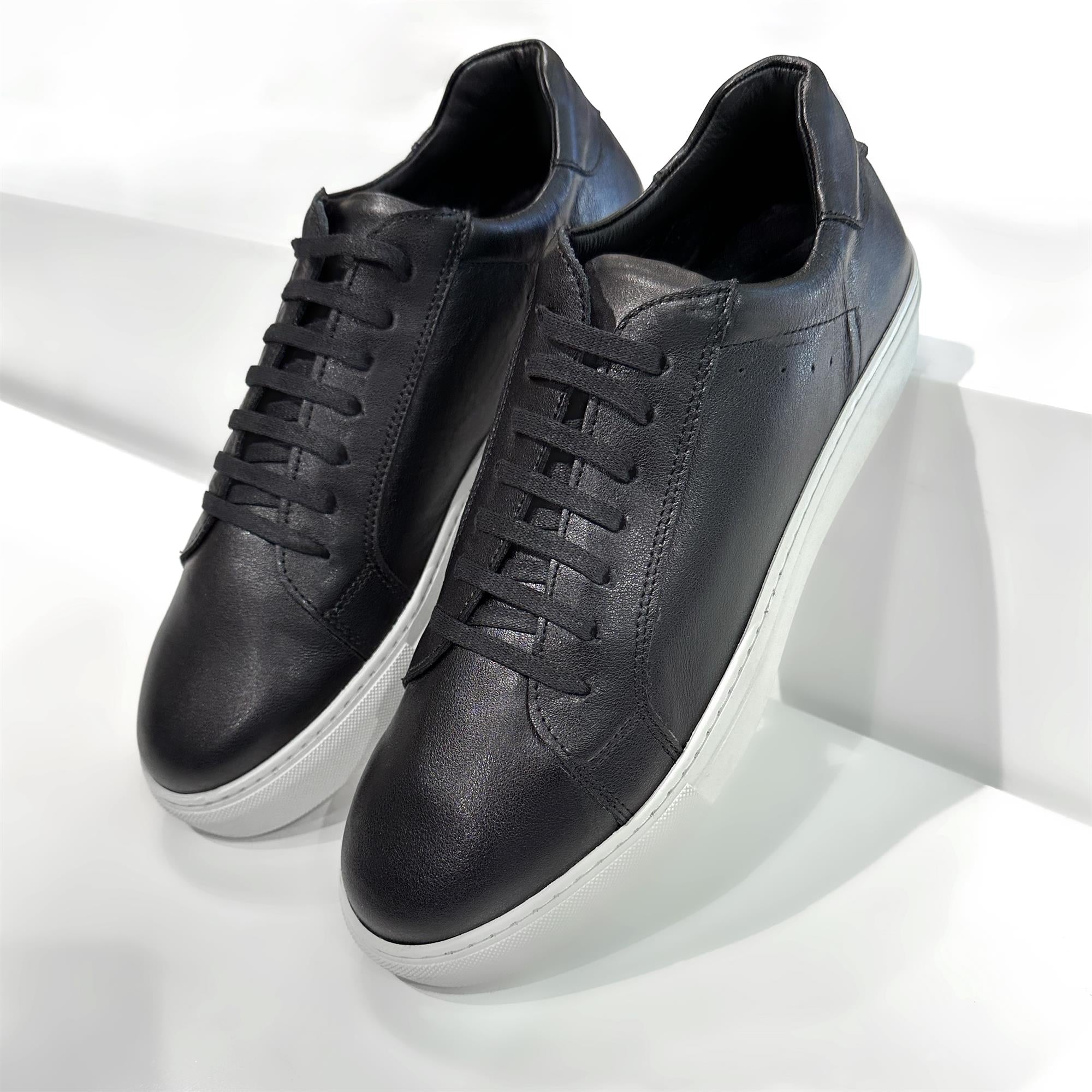 Black Basic Sneakers with White Sole