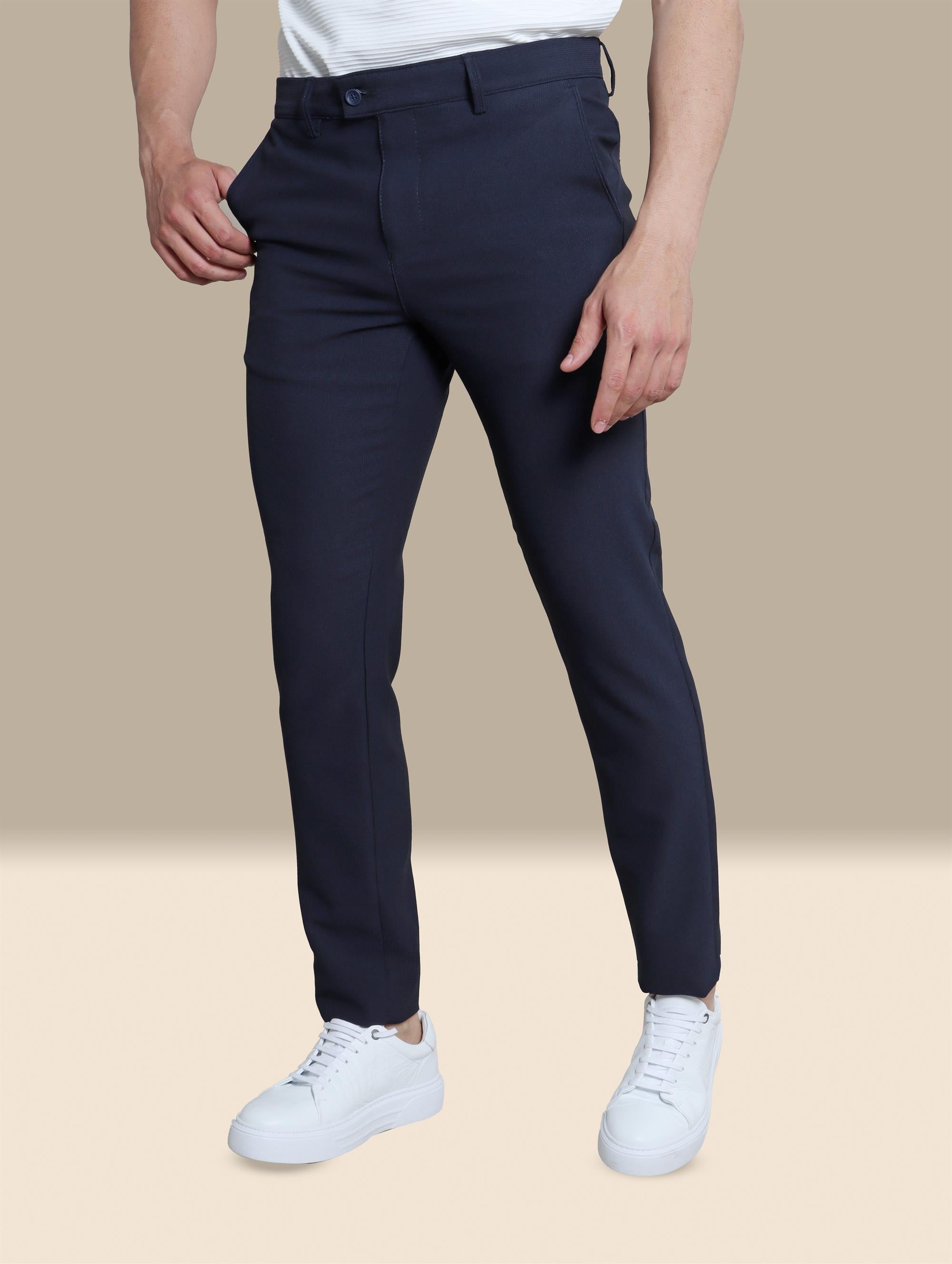 Trouser Structured Lycra Sport | Navy