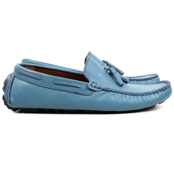 Blue Moccasins with Frills