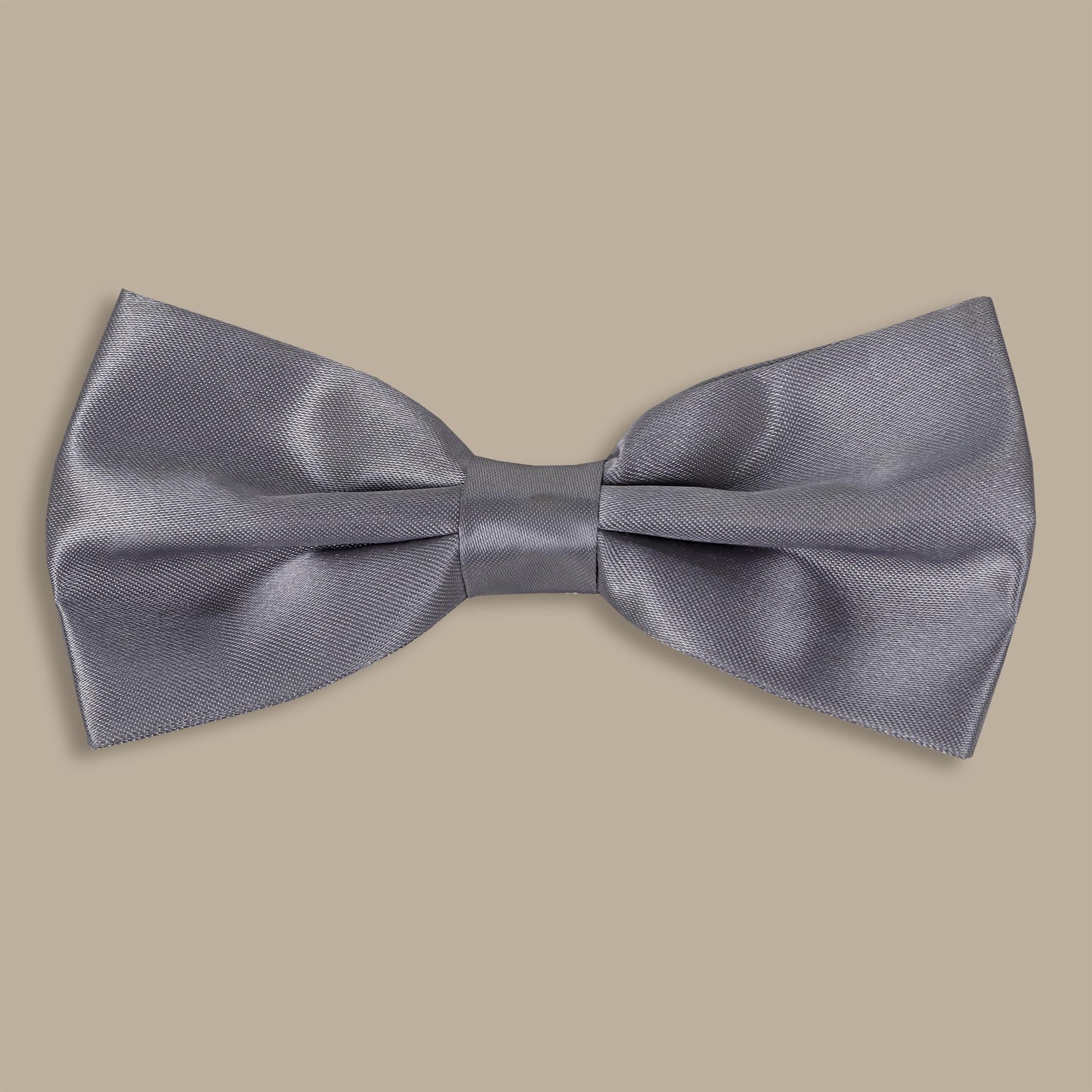 Silver Satin Bowtie