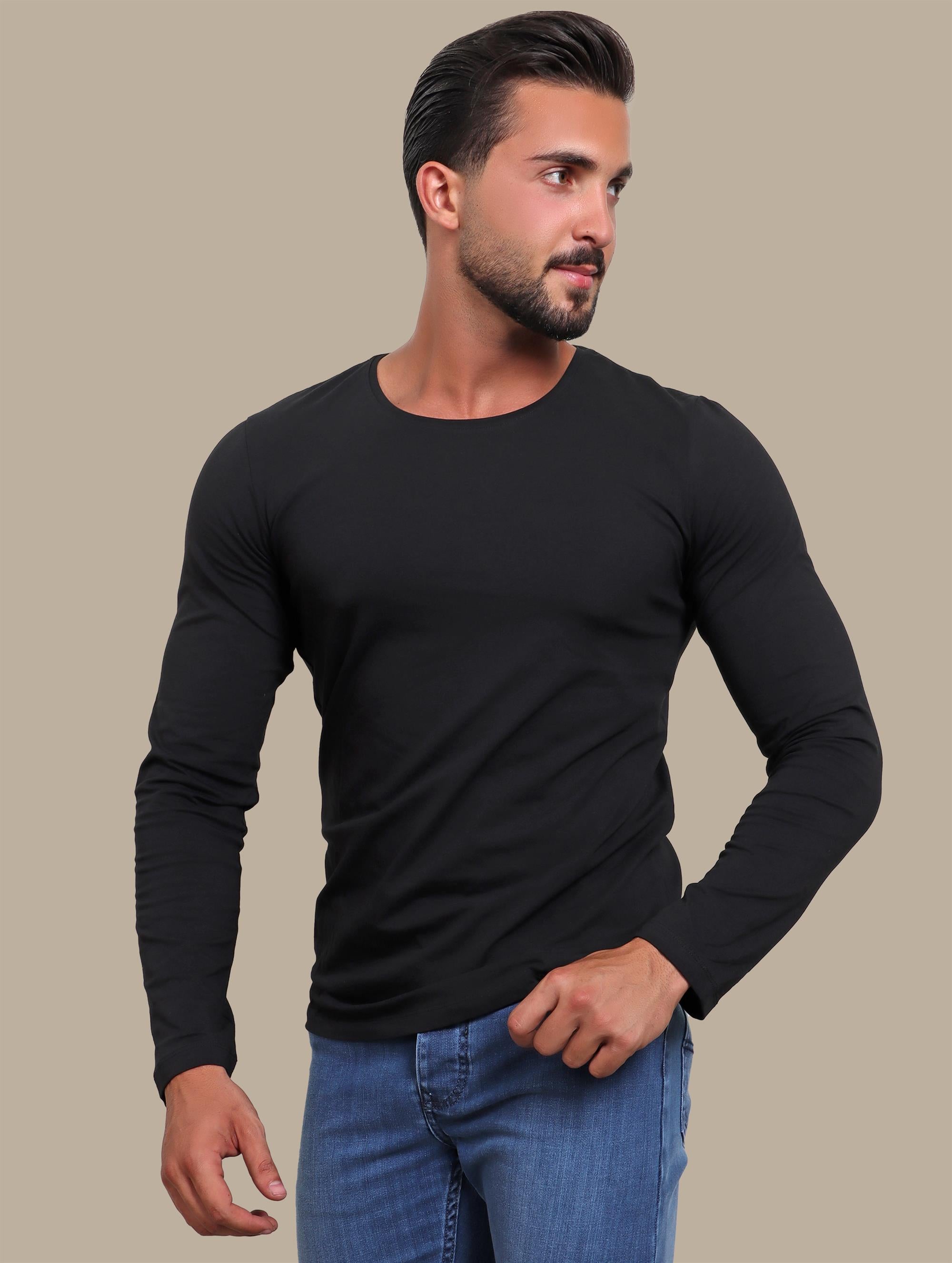 T-shirt Long Sleeves Basic R-Neck | Black