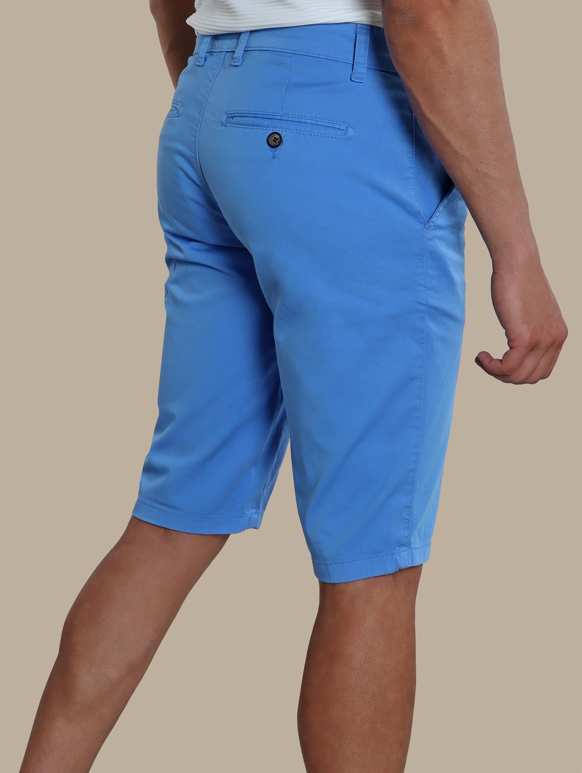 Blue Plain Slim Fit Chino Shorts