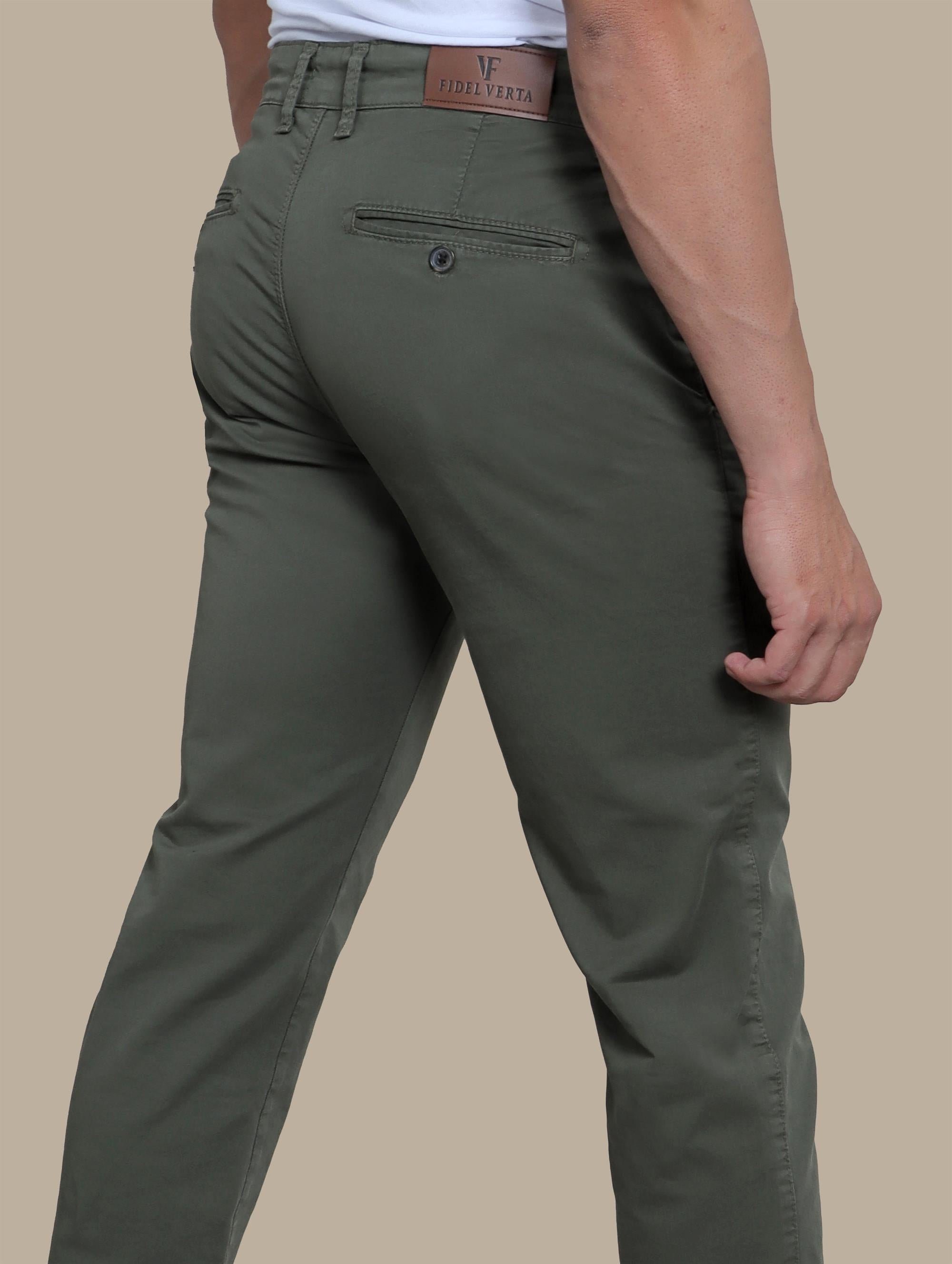 Khaki Plain Regular Fit Chinos