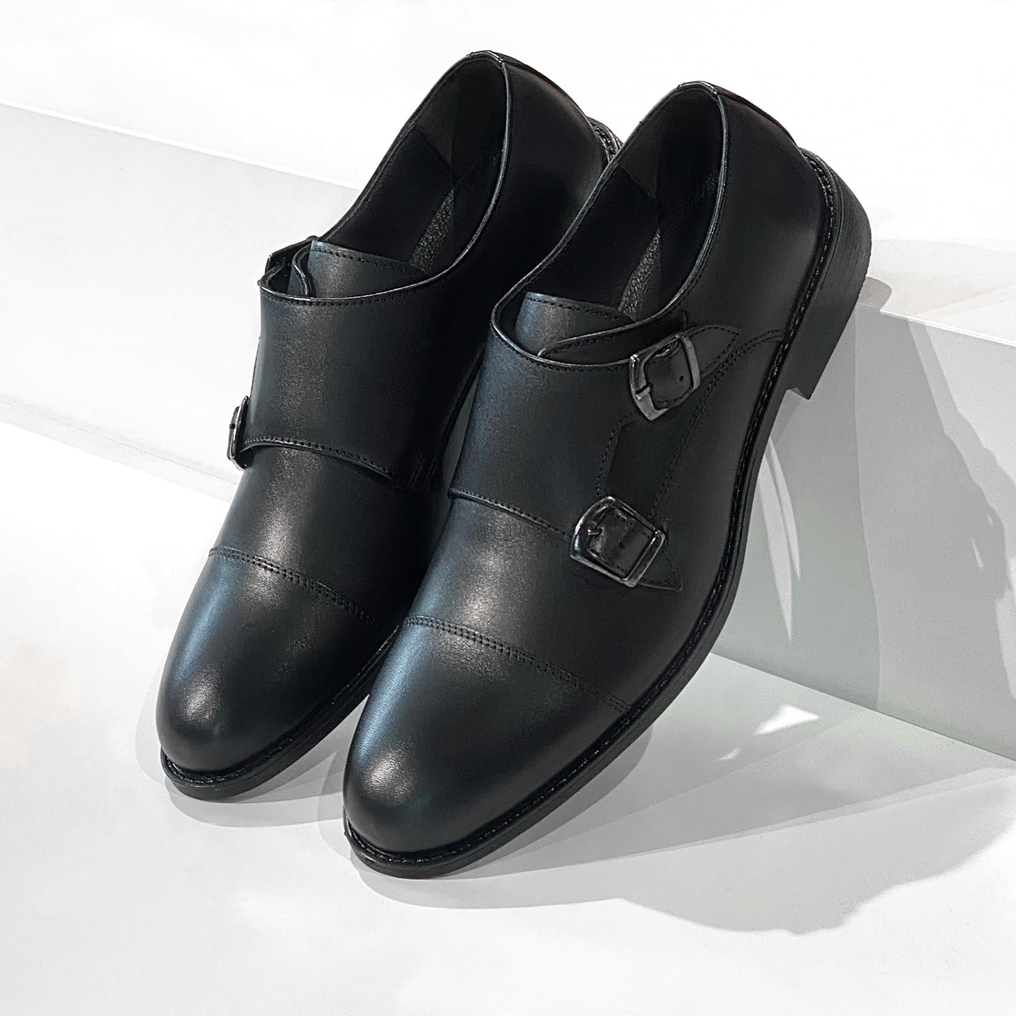 Black Classic Double Monk Shoes