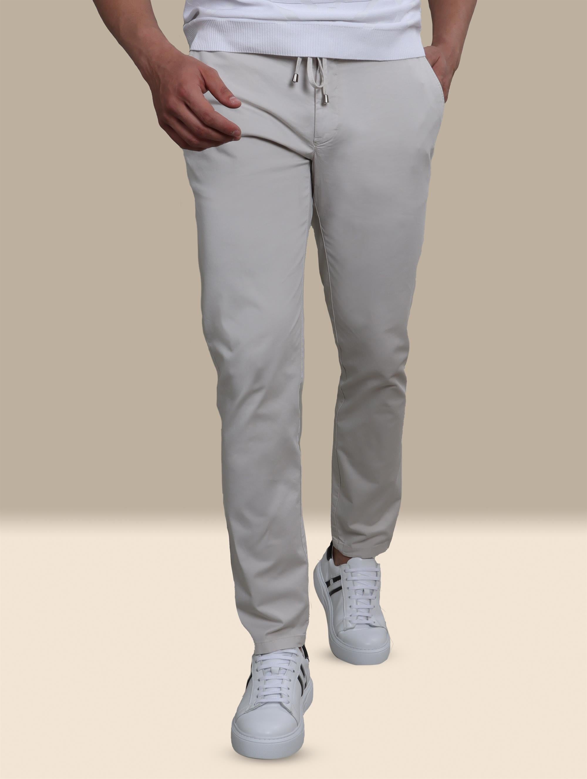 Fashion Trouser With Elastic Band | Beige