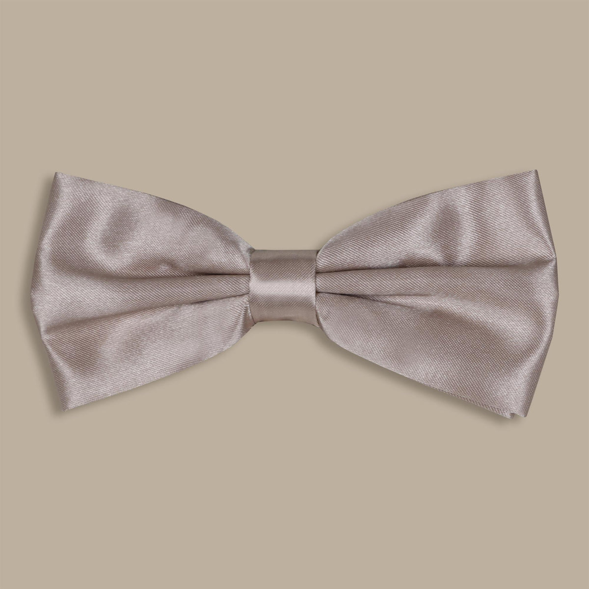 Beige Satin Plain Bowtie