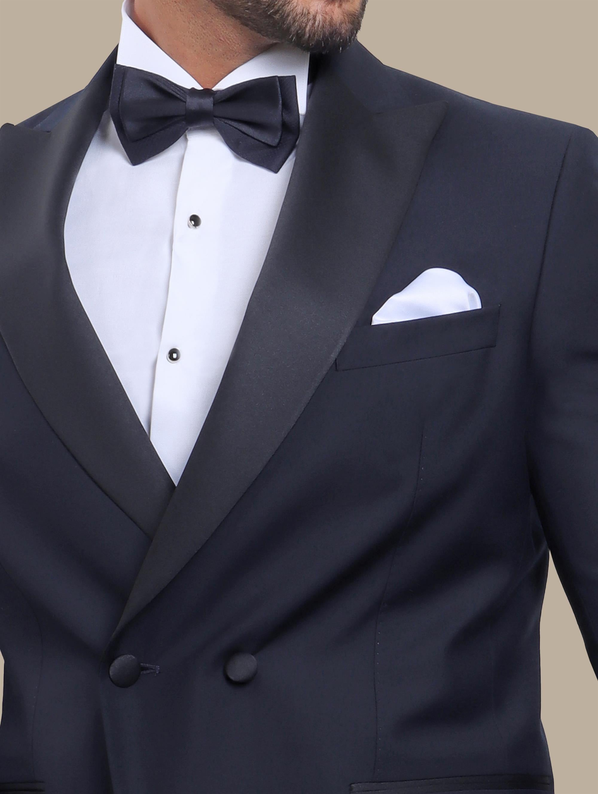 Navy Double-Breasted Peak Lapel Tuxedo