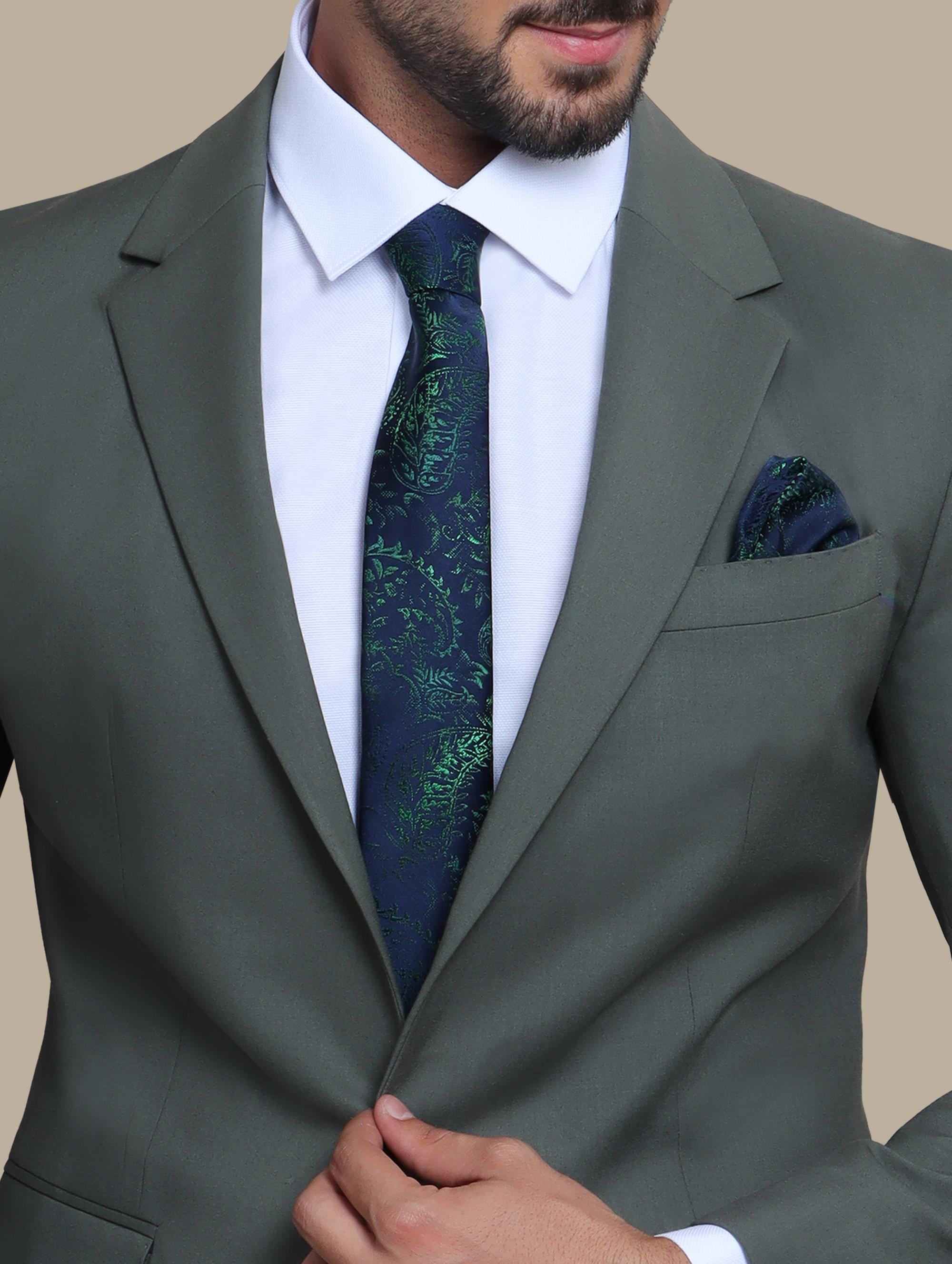 Khaki Double-Breasted Italian Suit