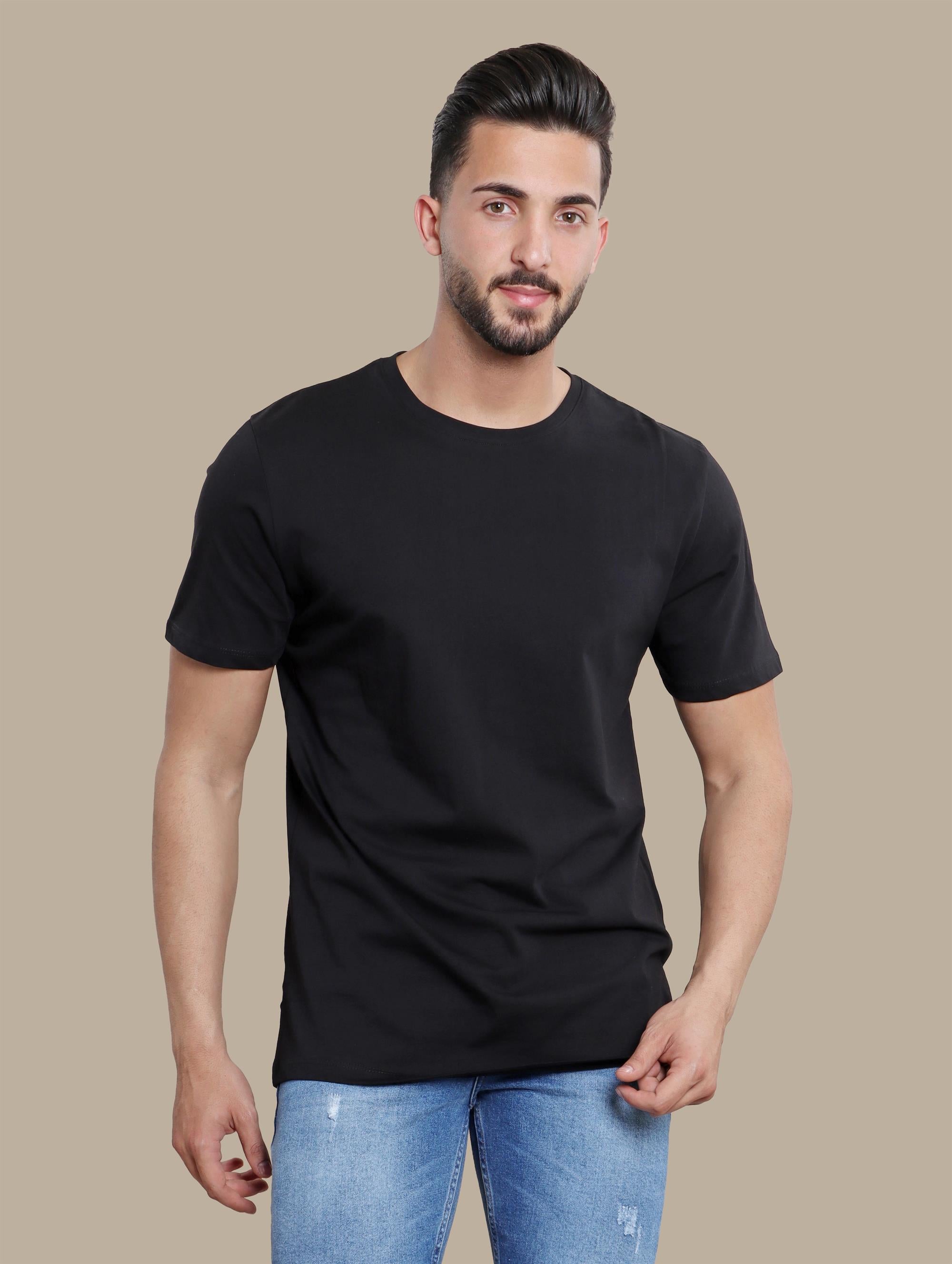 Classic Noir: Black Short Sleeve Basic T-Shirt