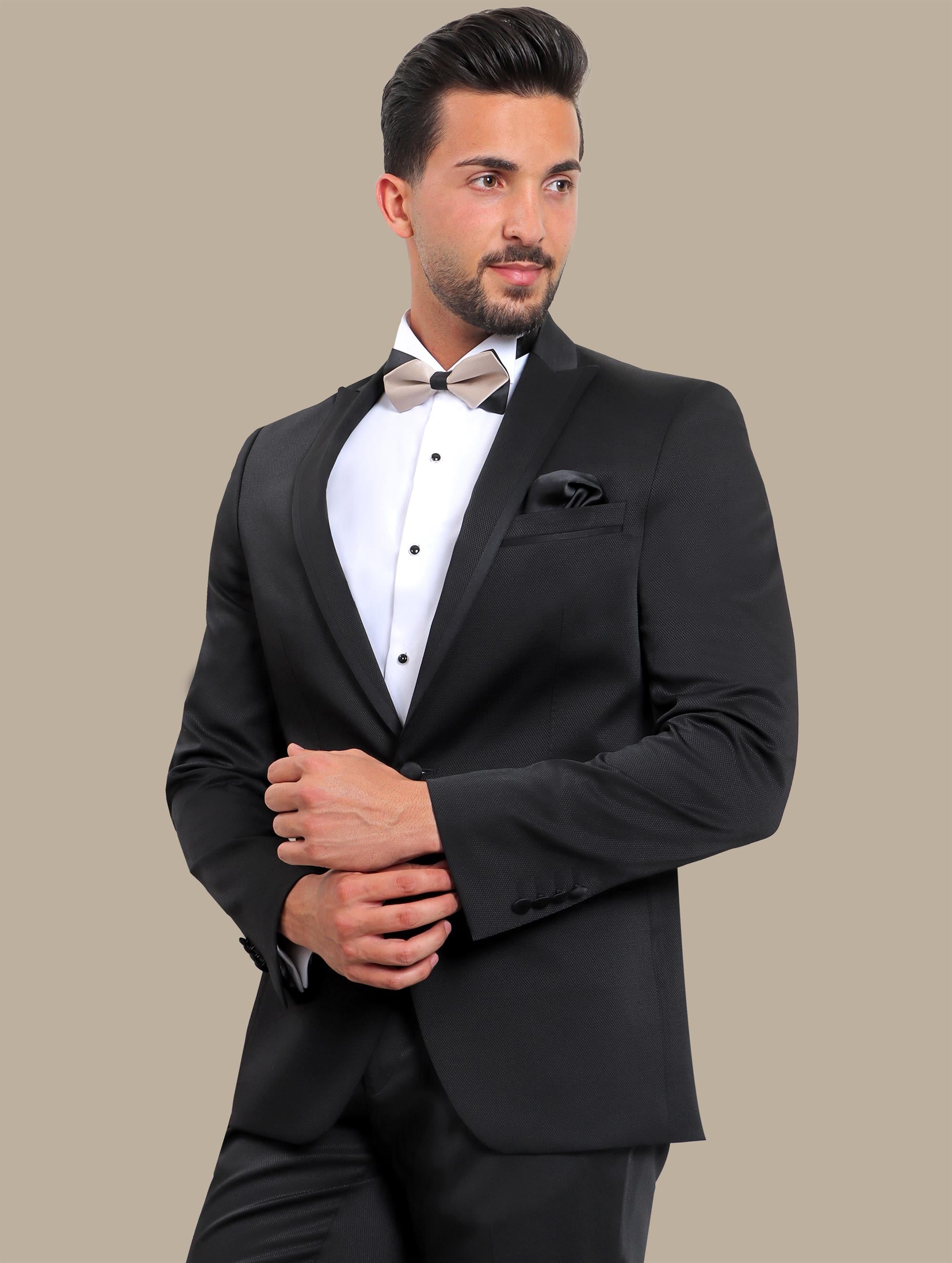 Tuxedo Pique Piping | black