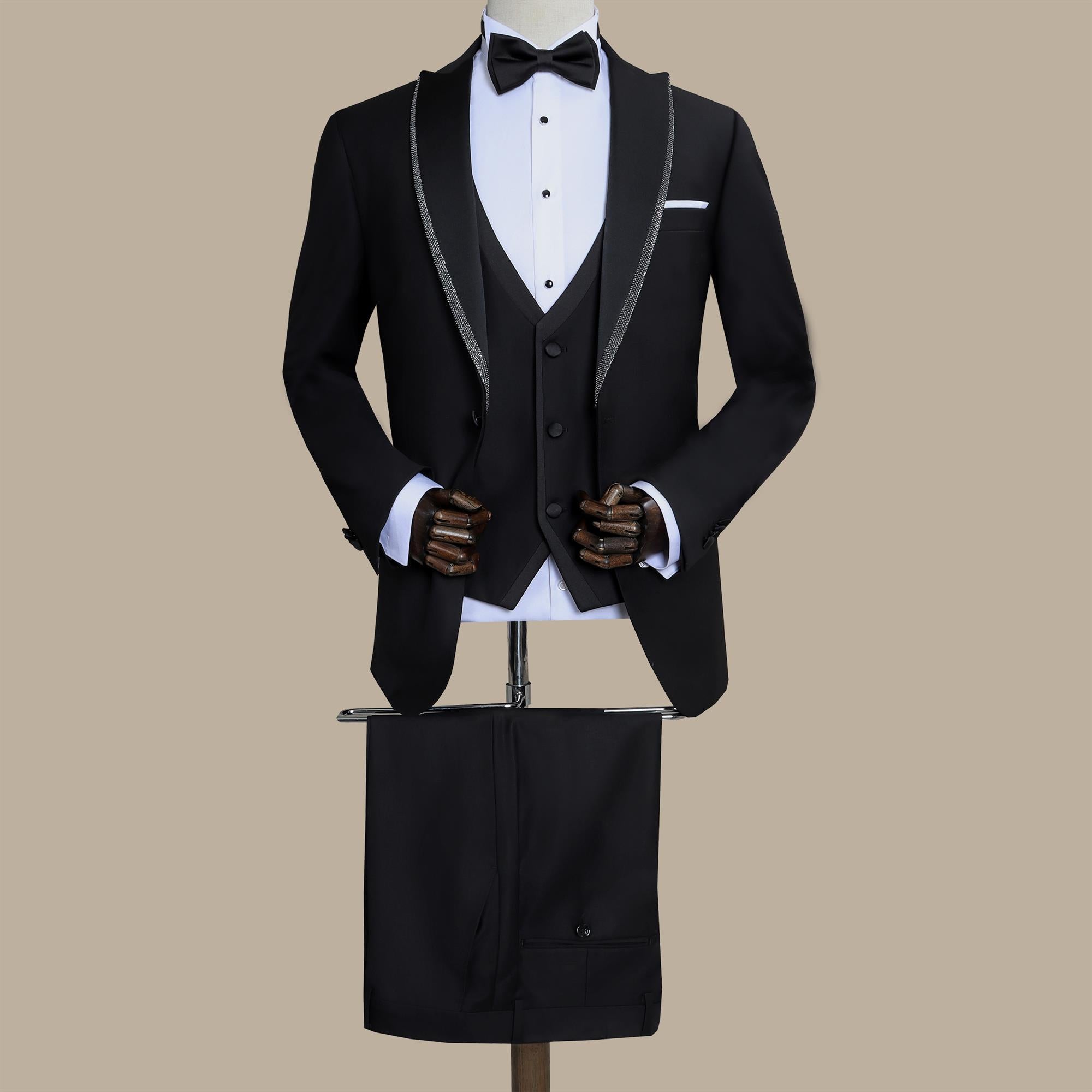 Tuxedo Piping Silver 4 Pcs | Black