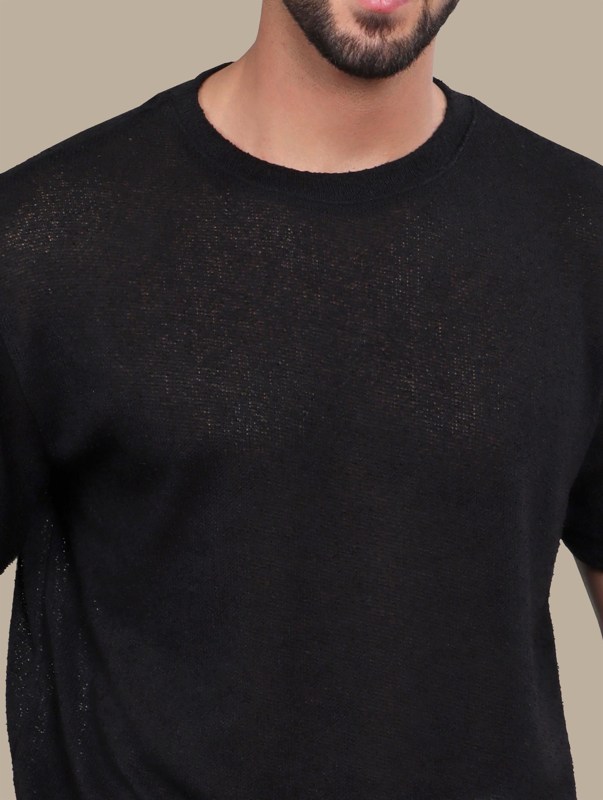 Oversized Knitted Black T-Shirt