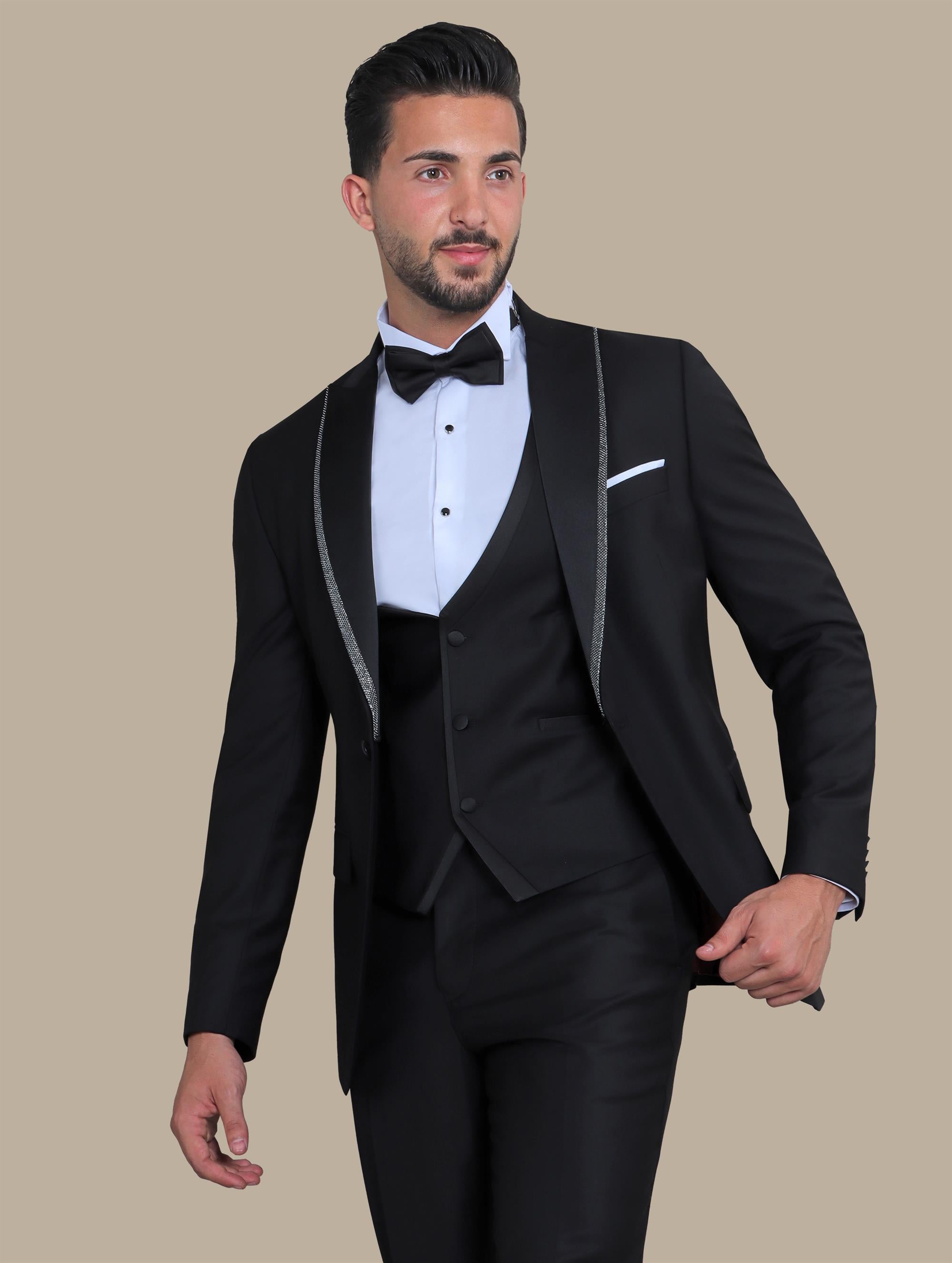 Tuxedo Piping Silver 4 Pcs | Black