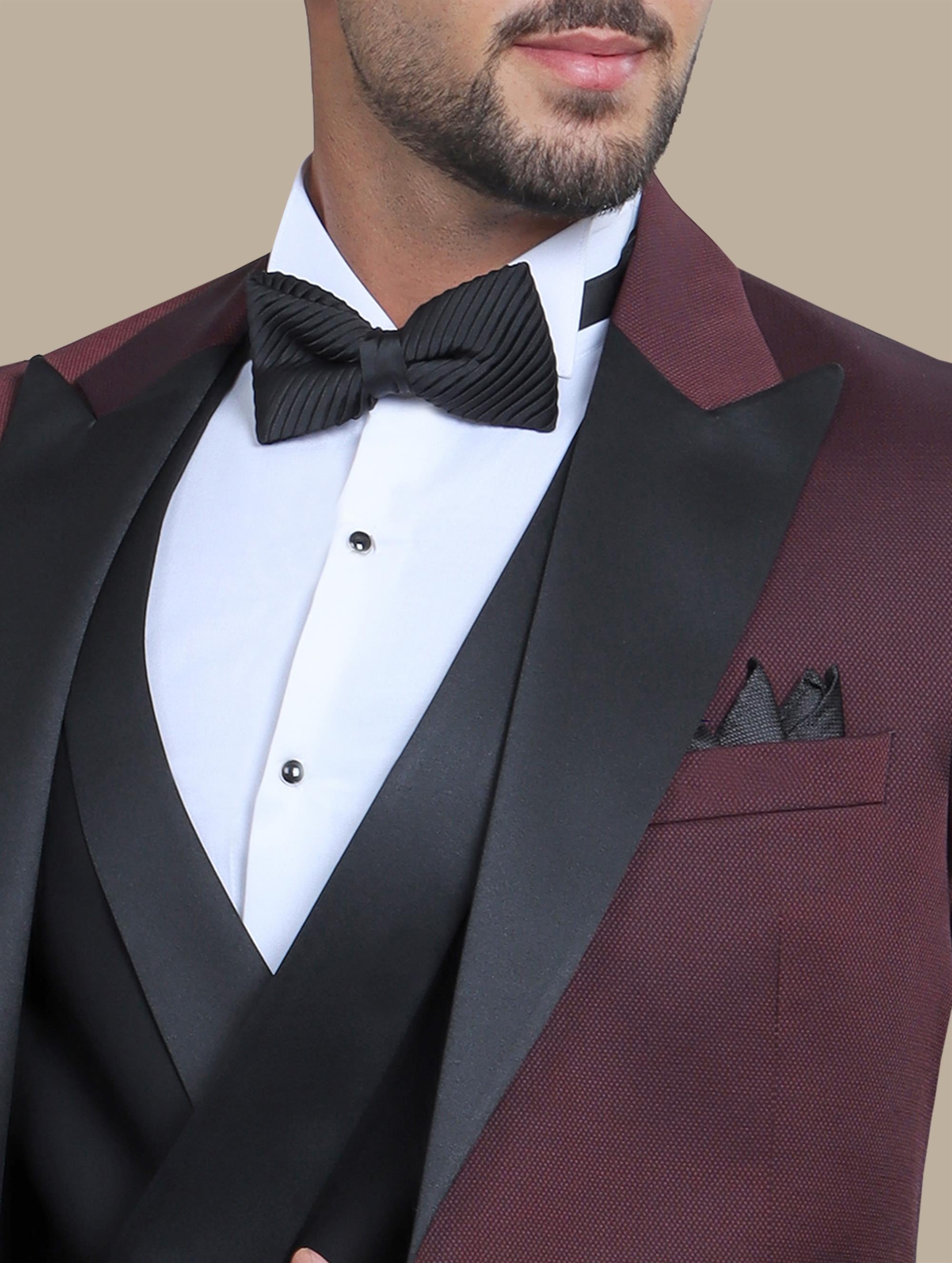 Burgundy Peak Lapel Tuxedo Suit – 3 Pieces