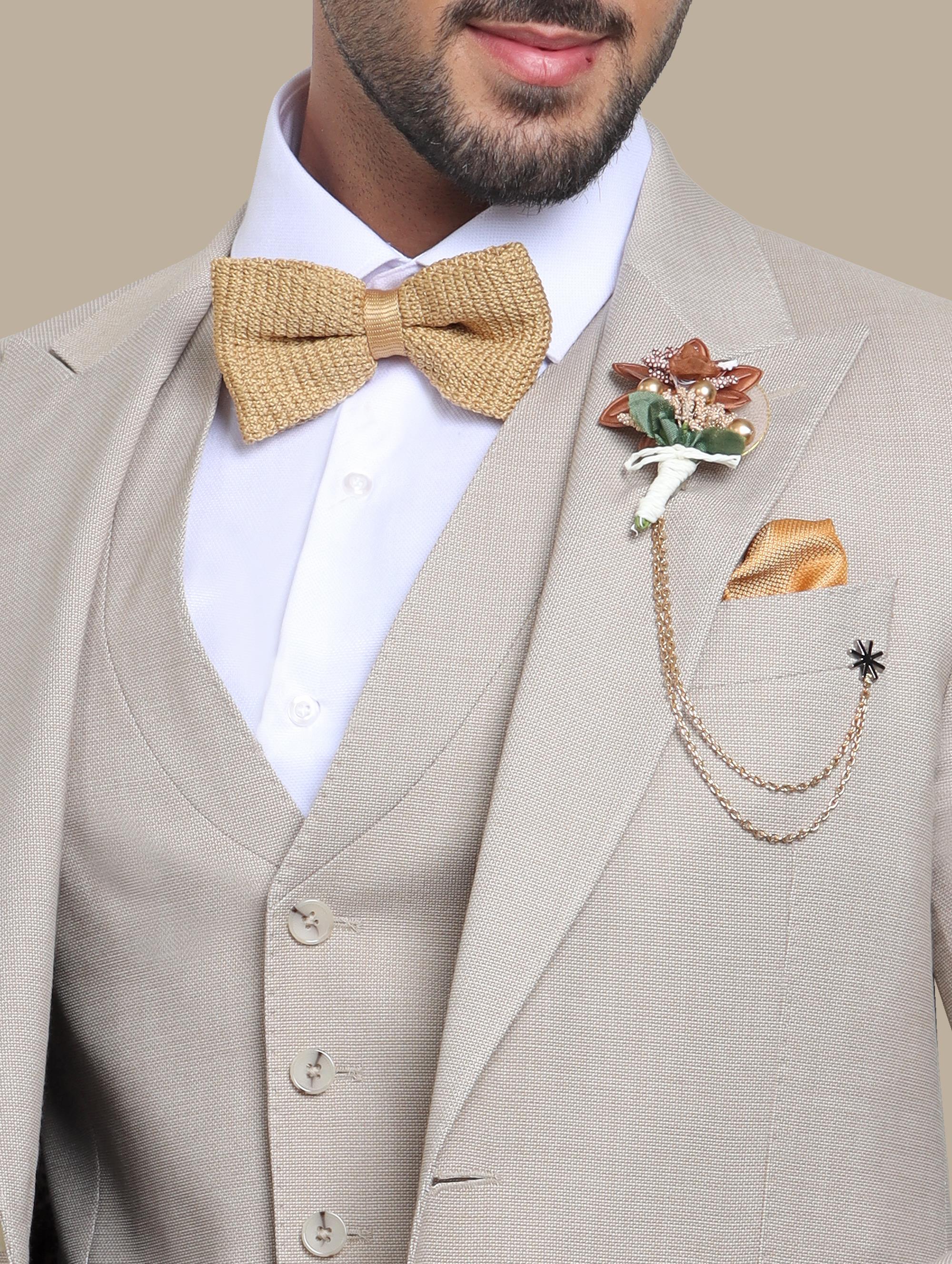 Suit Structured 3 Flap Pockets 3 Pcs | Beige