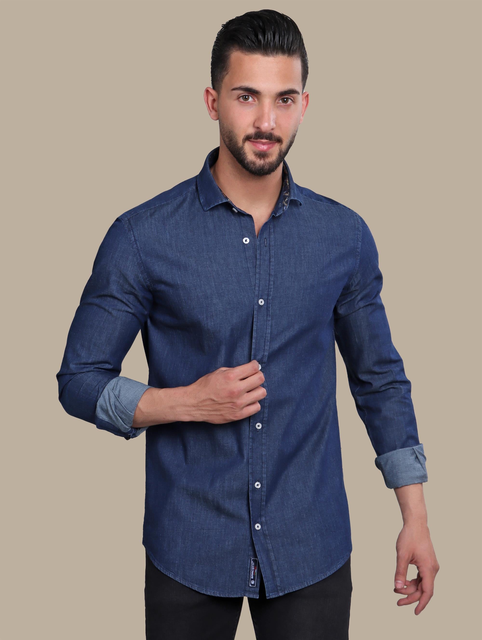 Shirt Denim Inside Print | Dark Blue